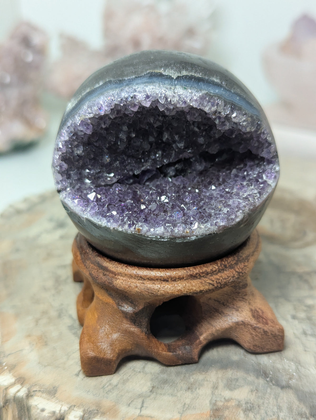 Amethyst crystal pack man sphere