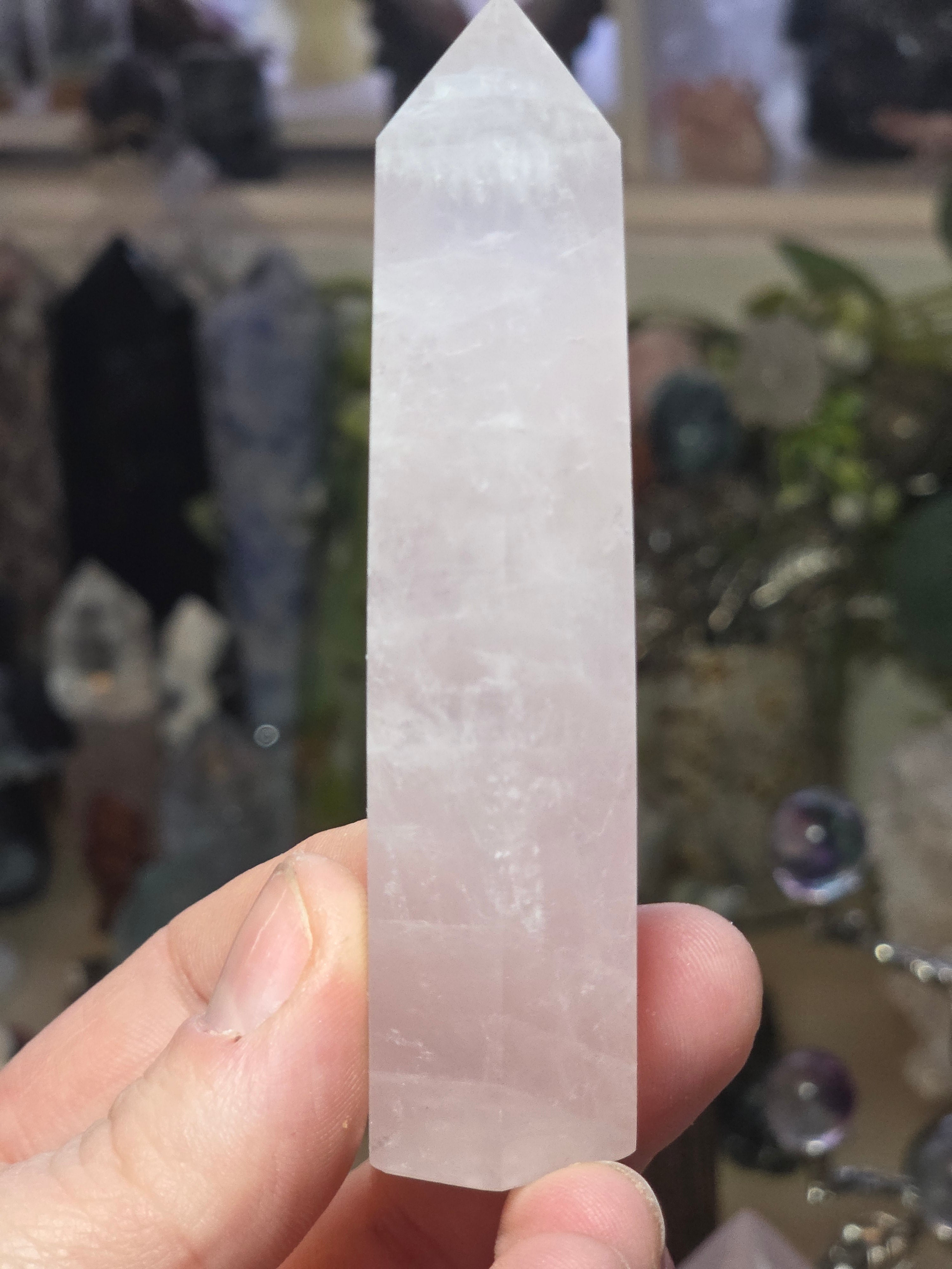 Rose quartz crystal tower