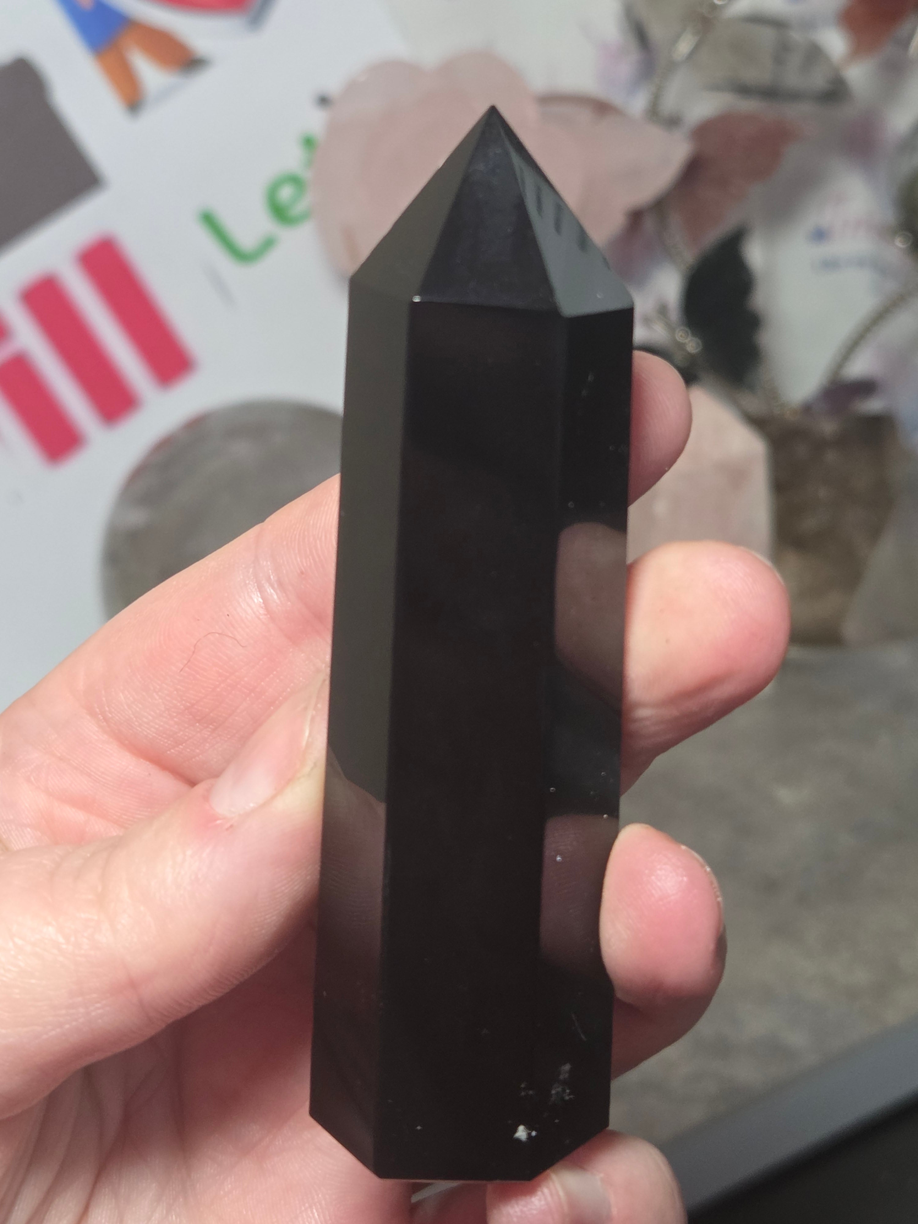 Obsidian crystal tower carving