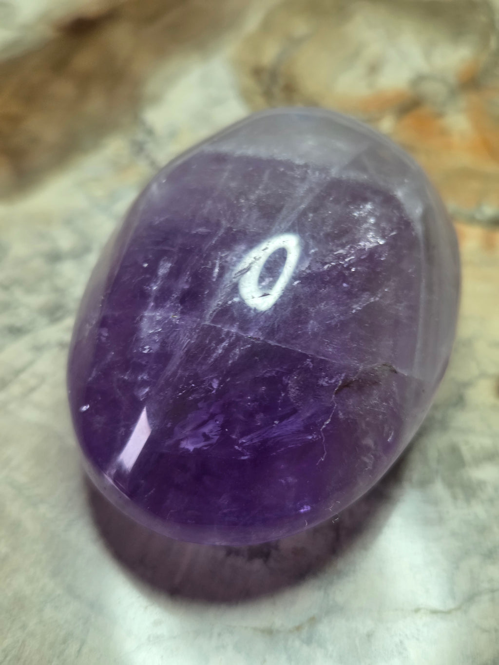 Amethyst crystal palm stone