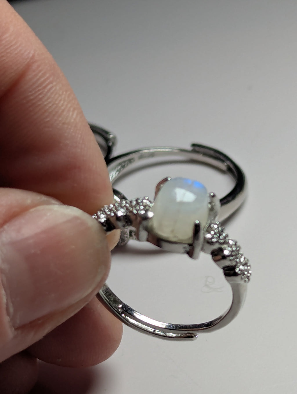 Moonstone crystal adjustable ring