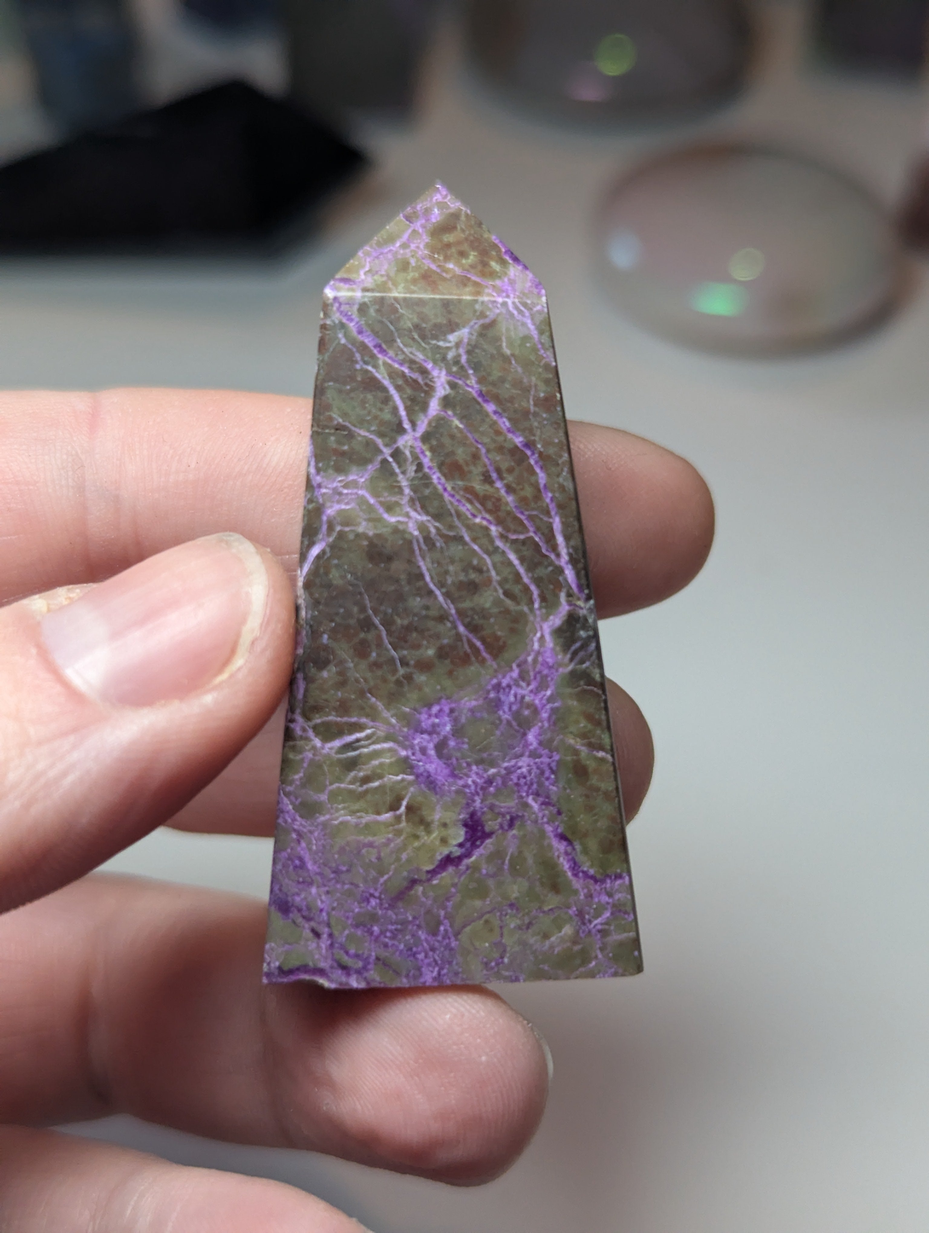 Stichtite crystal tower