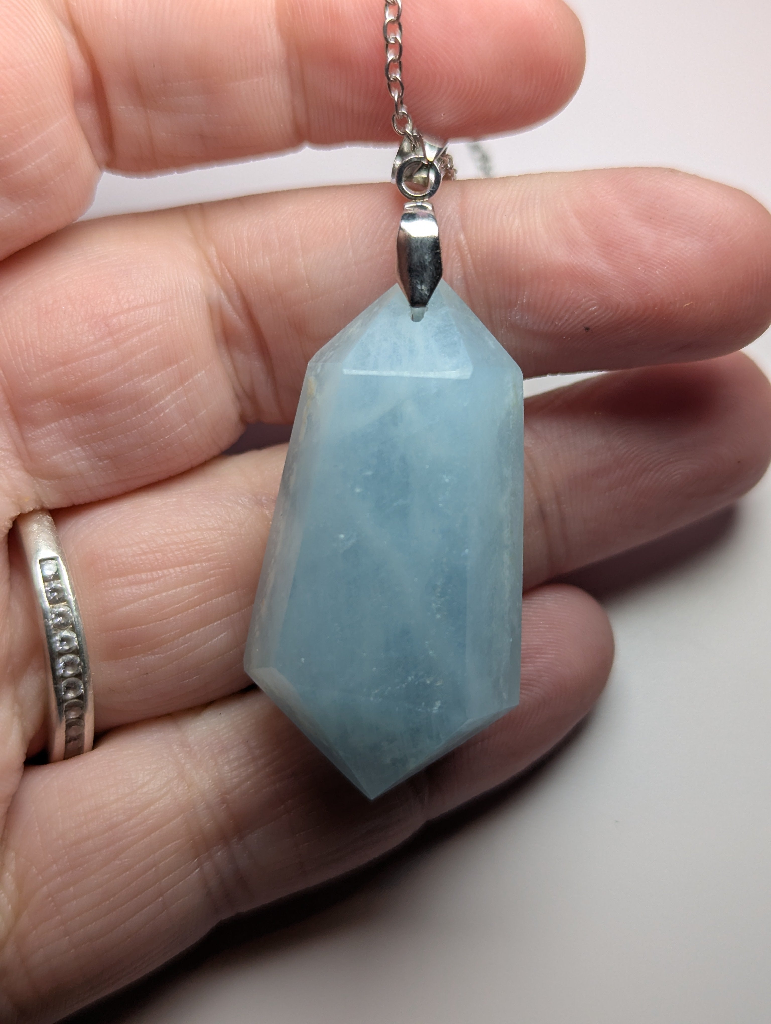 Aquamarine crystal handmade necklace