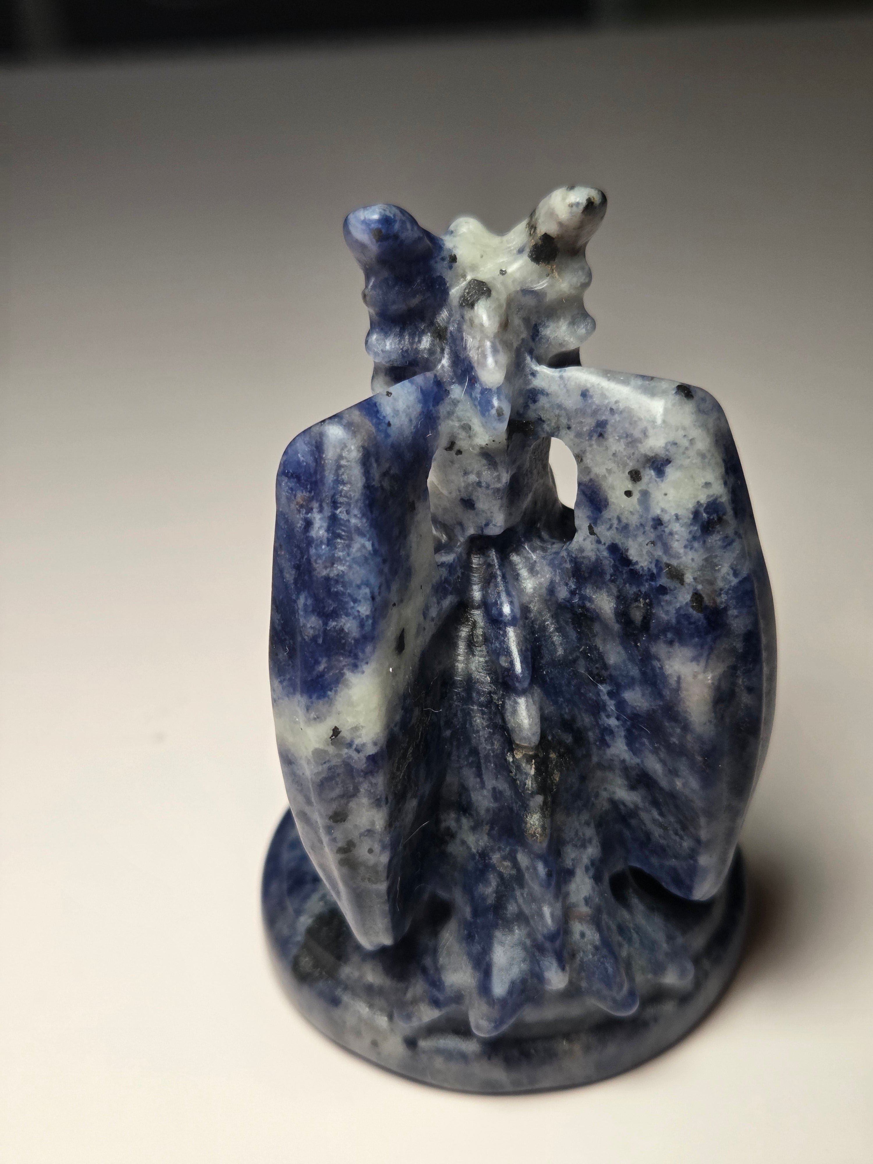 Sodalite crystal dragon carving