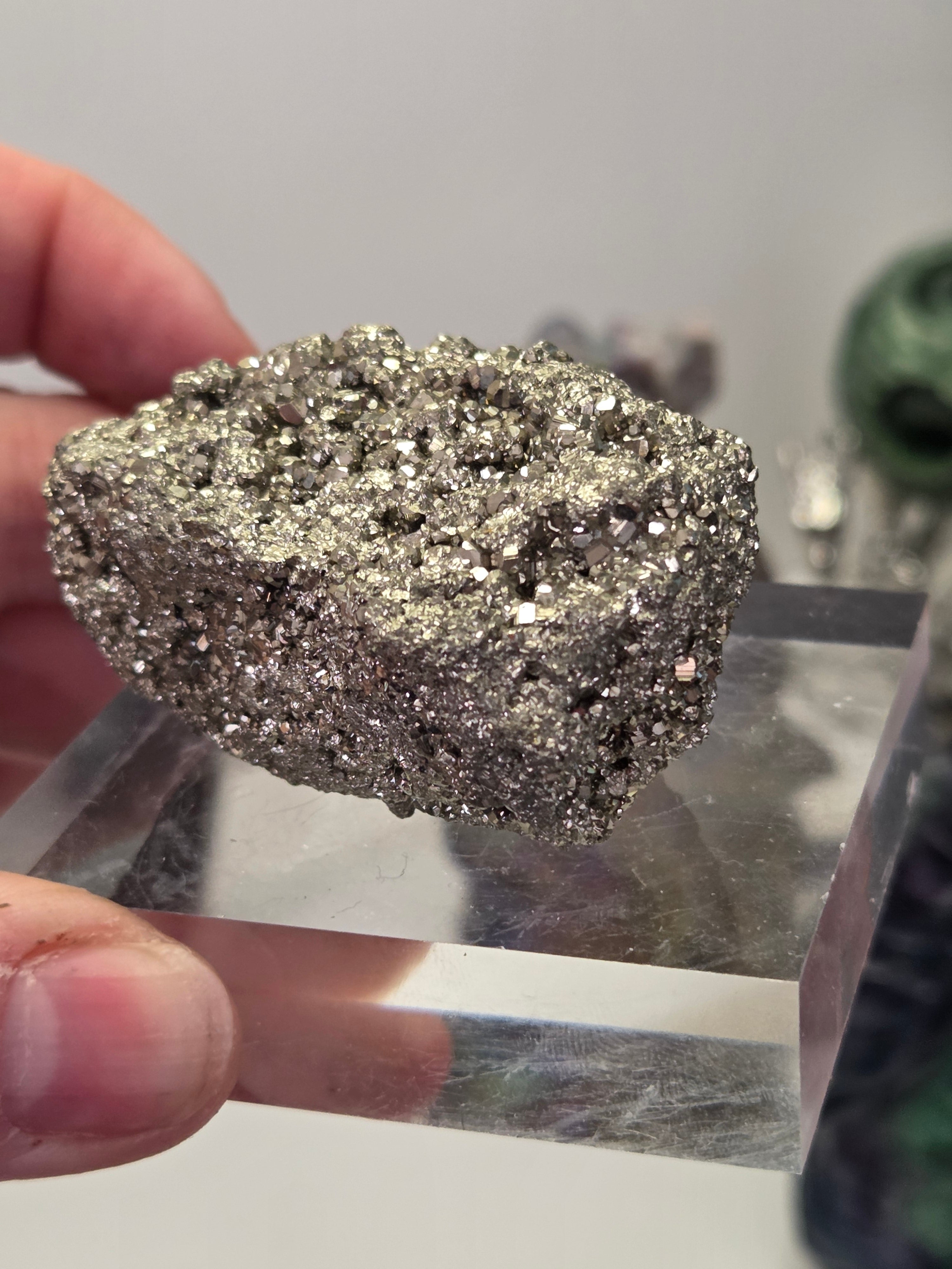 Pyrite specimen with stand