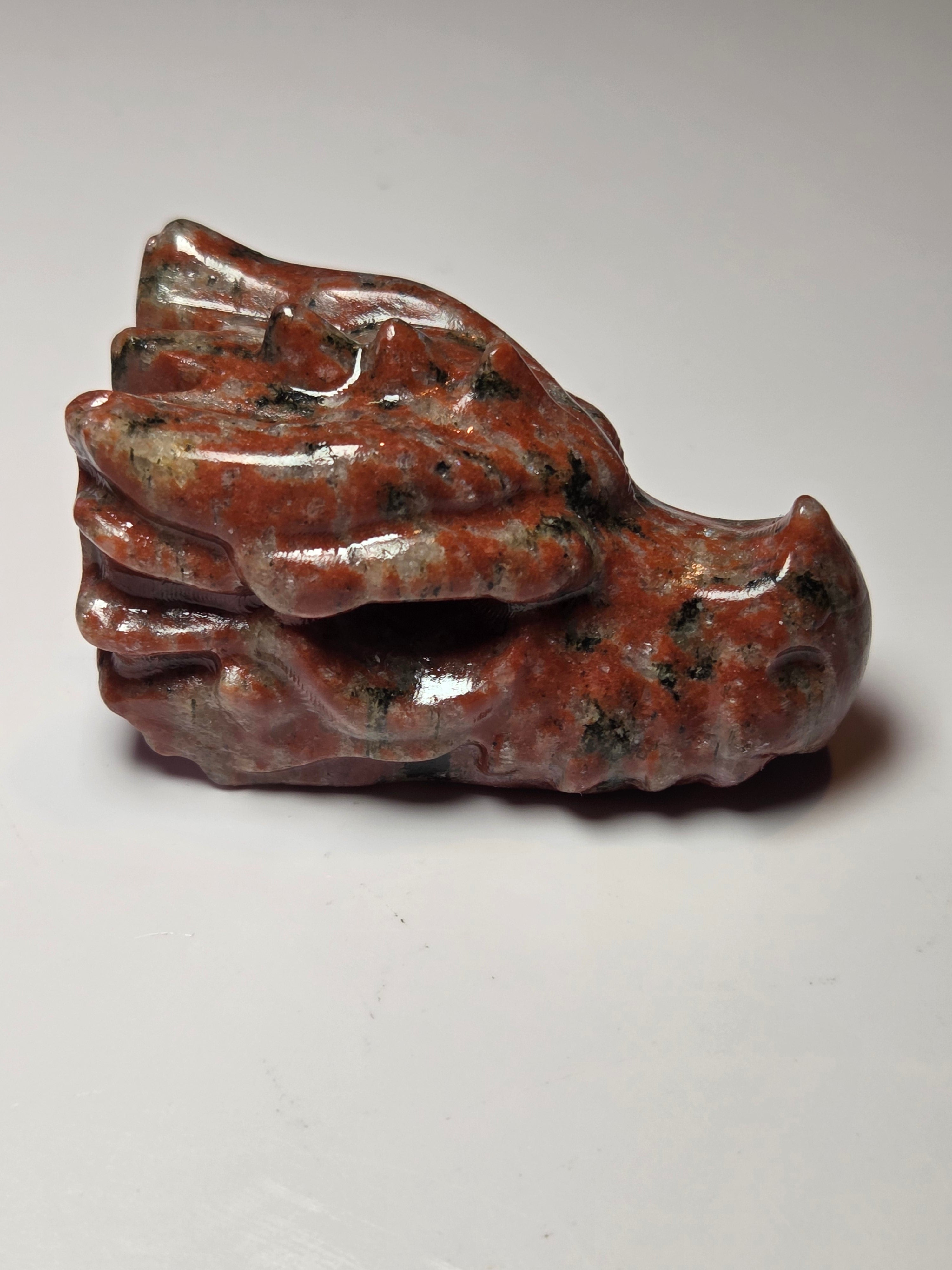Red Jasper crystal dragon head carving