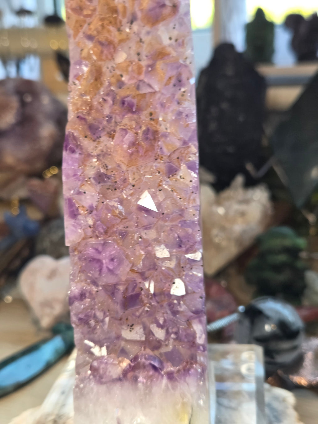 Beautiful  black agate with amethyst crystal from Brazil