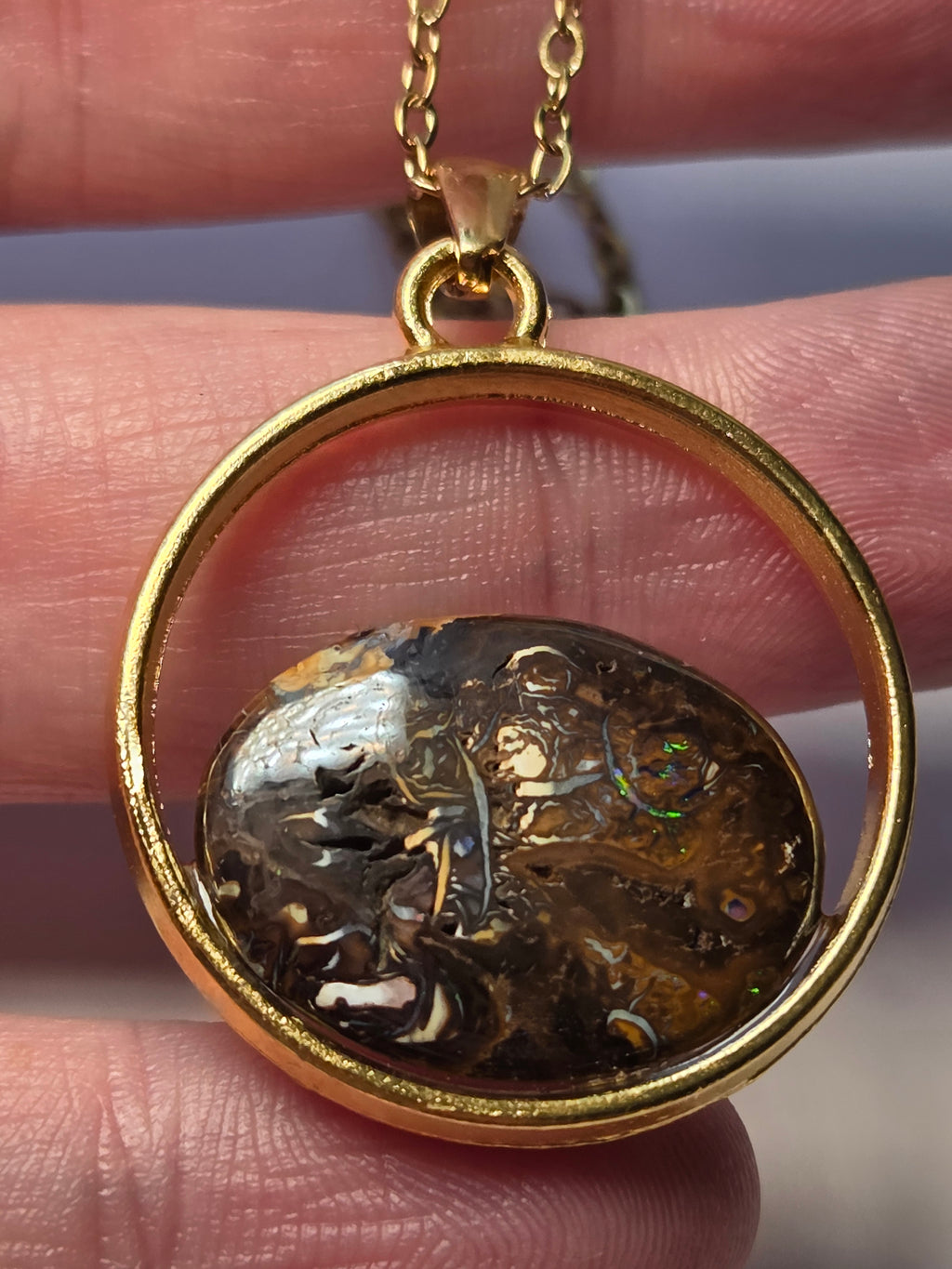 Australian bolder opal crystal necklace