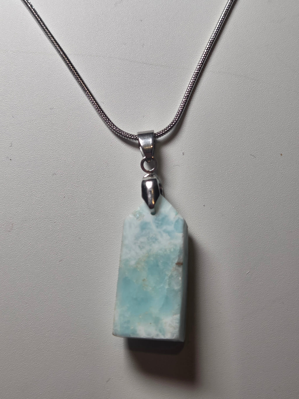 Raw Larimar crystal handmade necklace