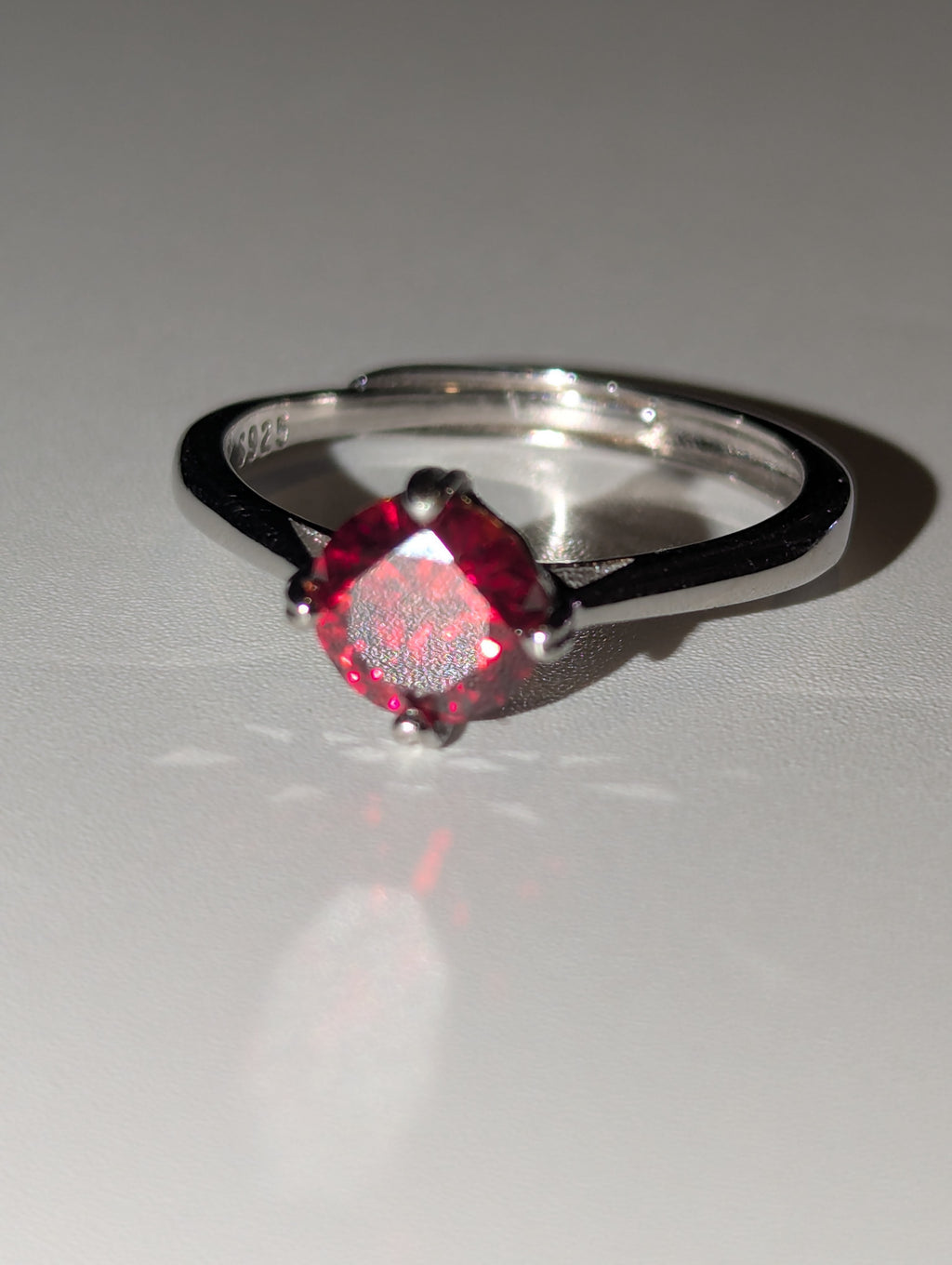 Red Moissanite diamond Adjustable ring