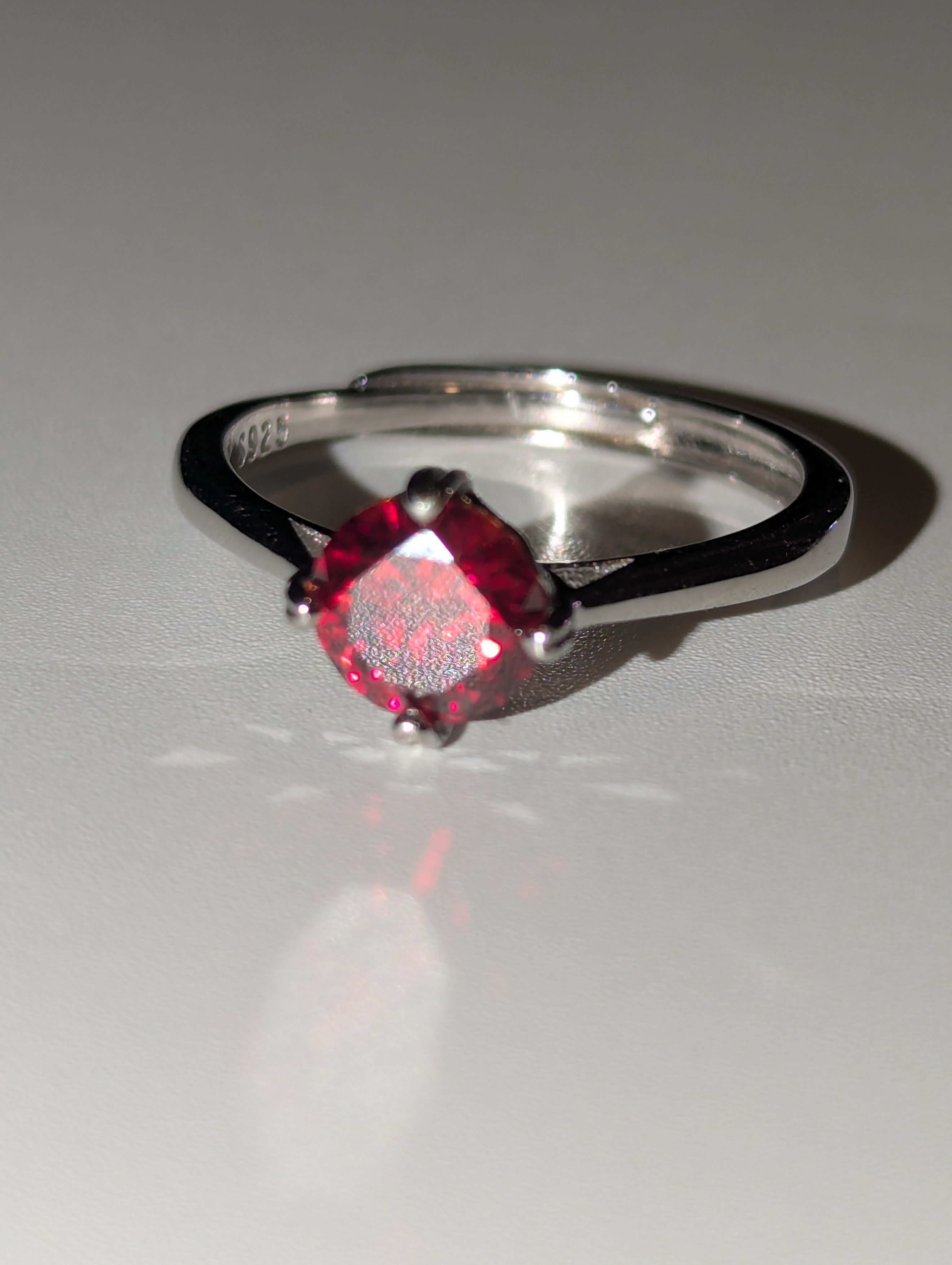 Red Moissanite diamond Adjustable ring