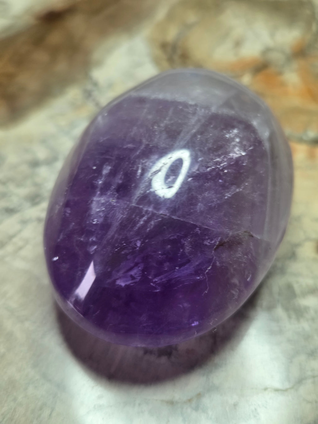 Amethyst crystal palm stone