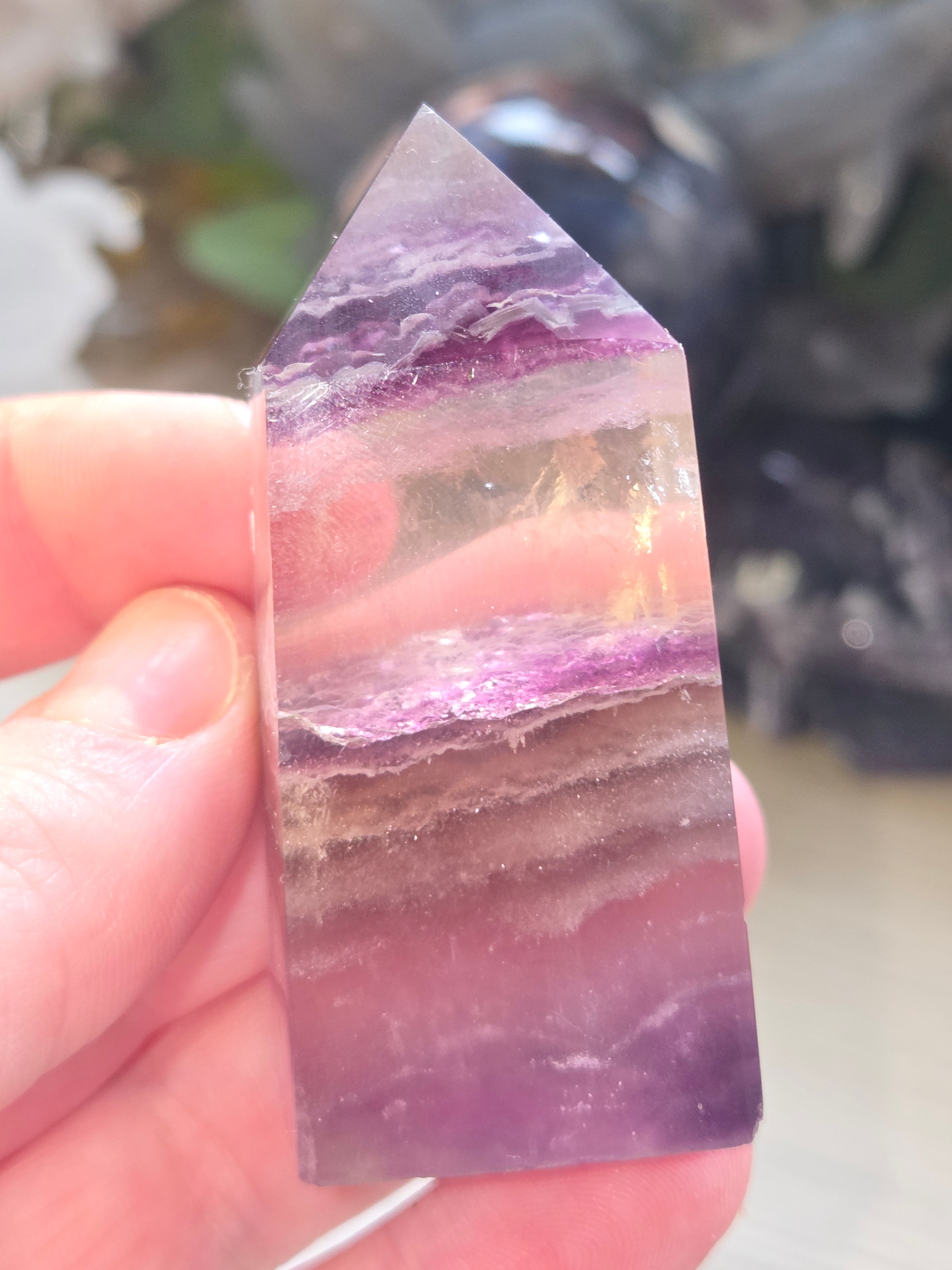 Grade AA flourite tower carving