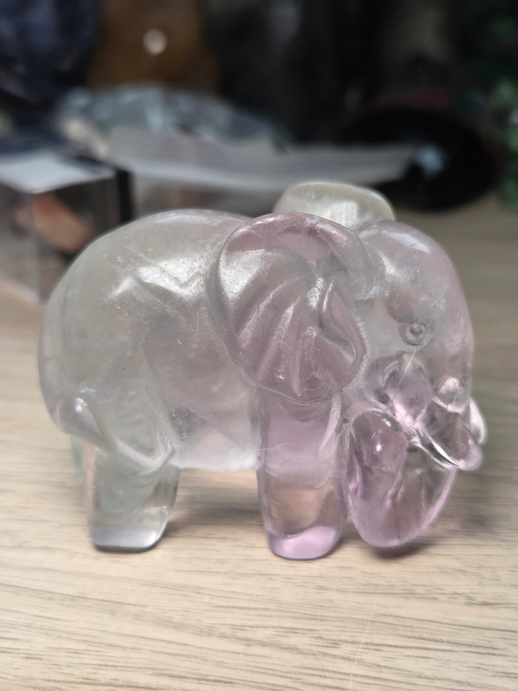Candy floss flourite crystal Elephant carving