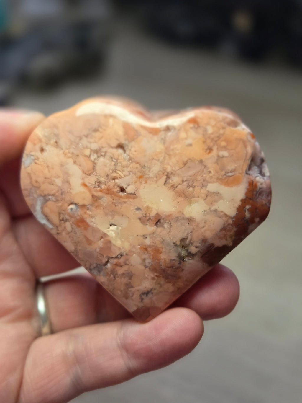 Cotton candy pink agate crystal heart