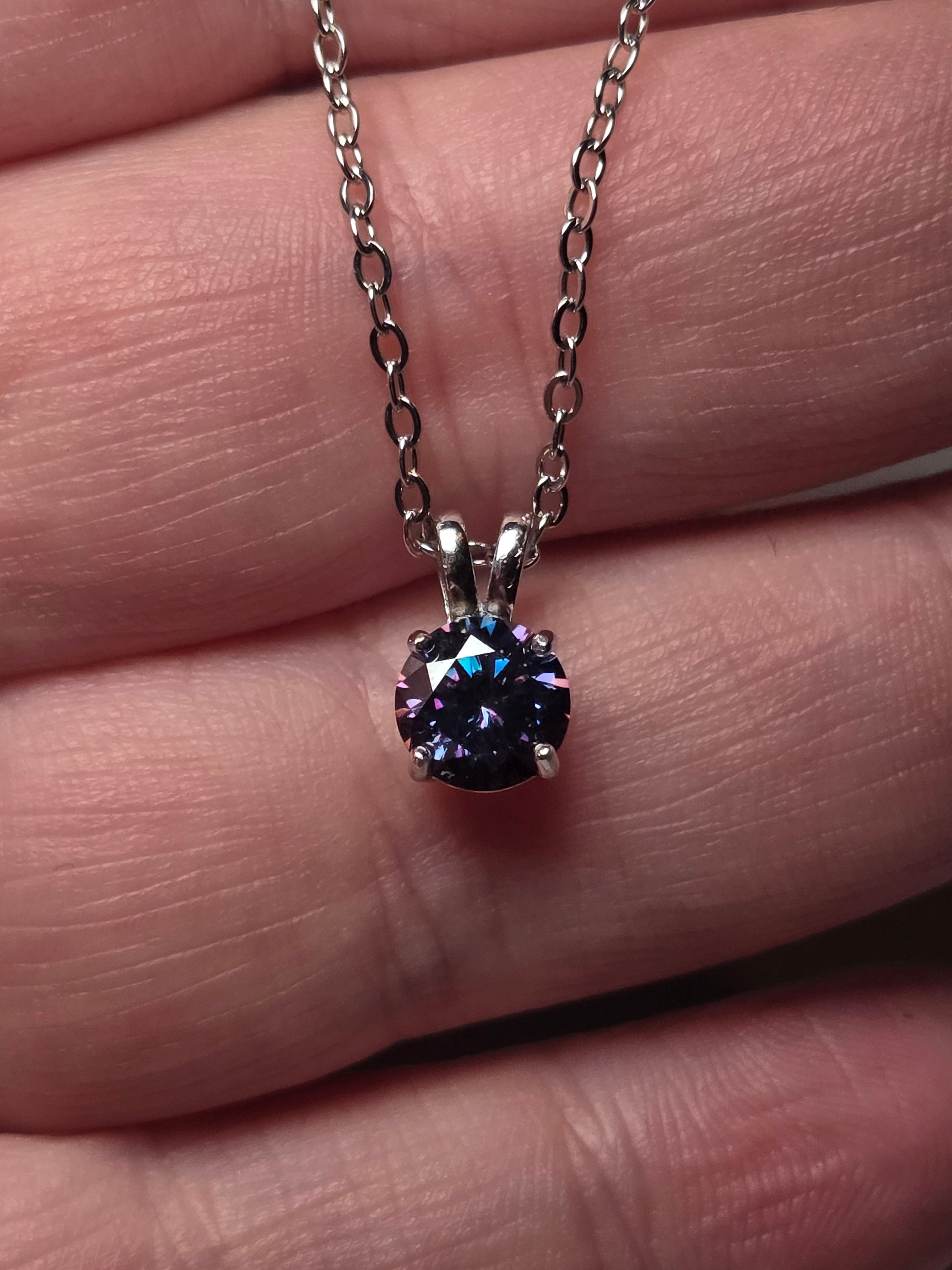 Purple Moissanite 2Carot diamond Necklace