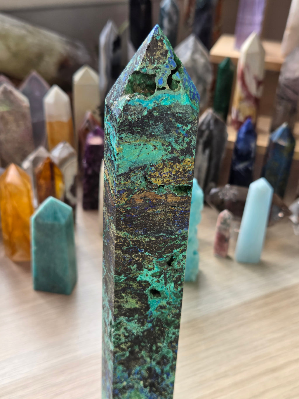 23cm Chrysocolla malicite Azerite  crystal tower