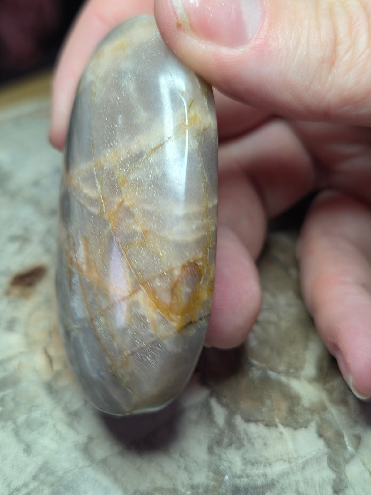 Black Moonstone crystal palm stone