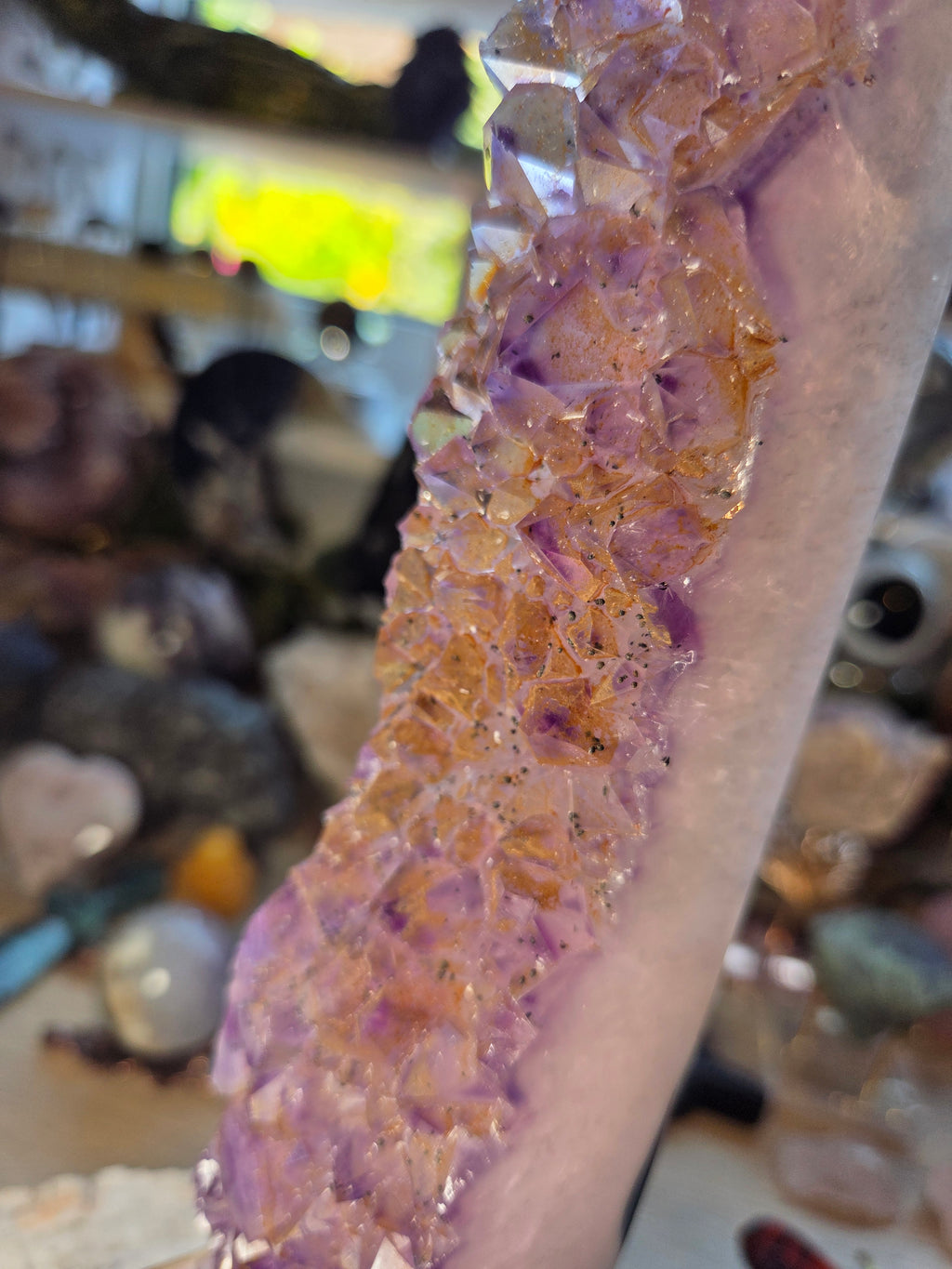 Beautiful  black agate with amethyst crystal from Brazil