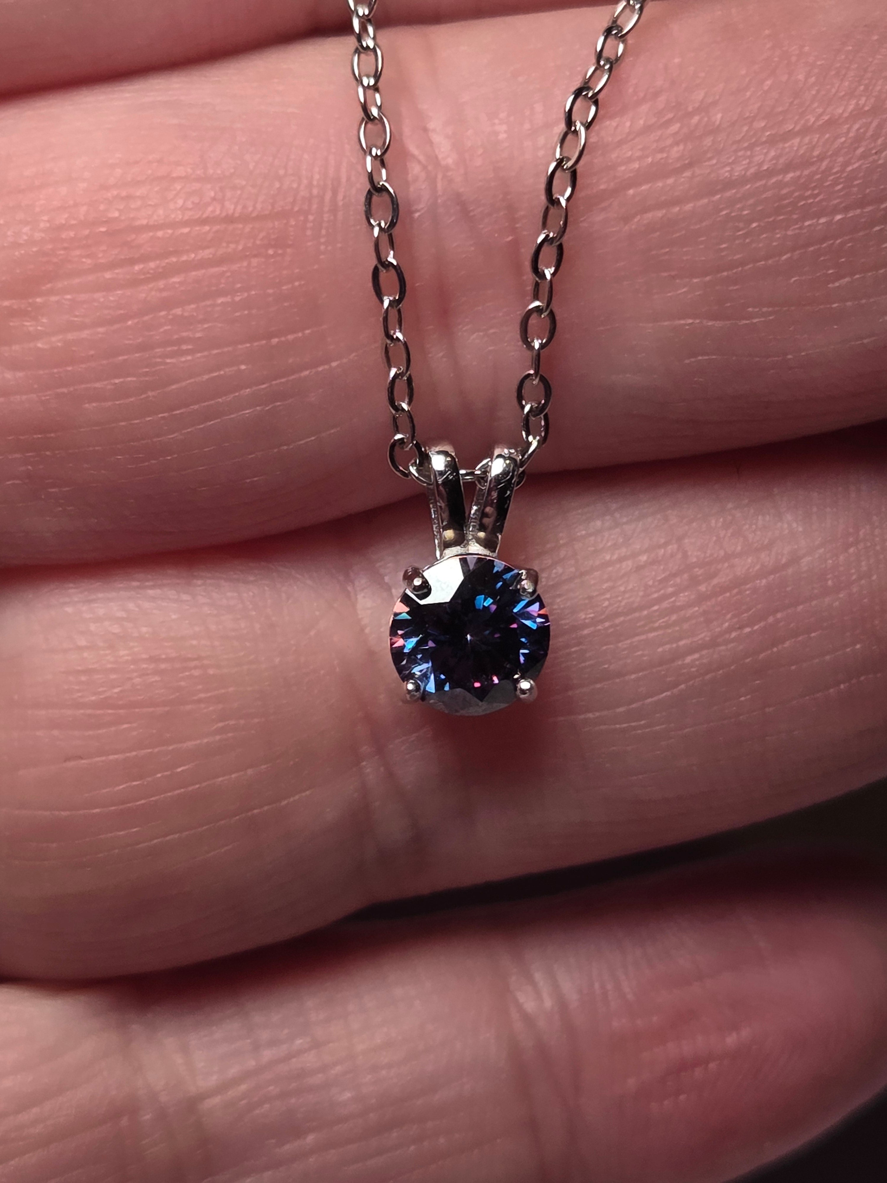 Purple Moissonite Diamond necklace