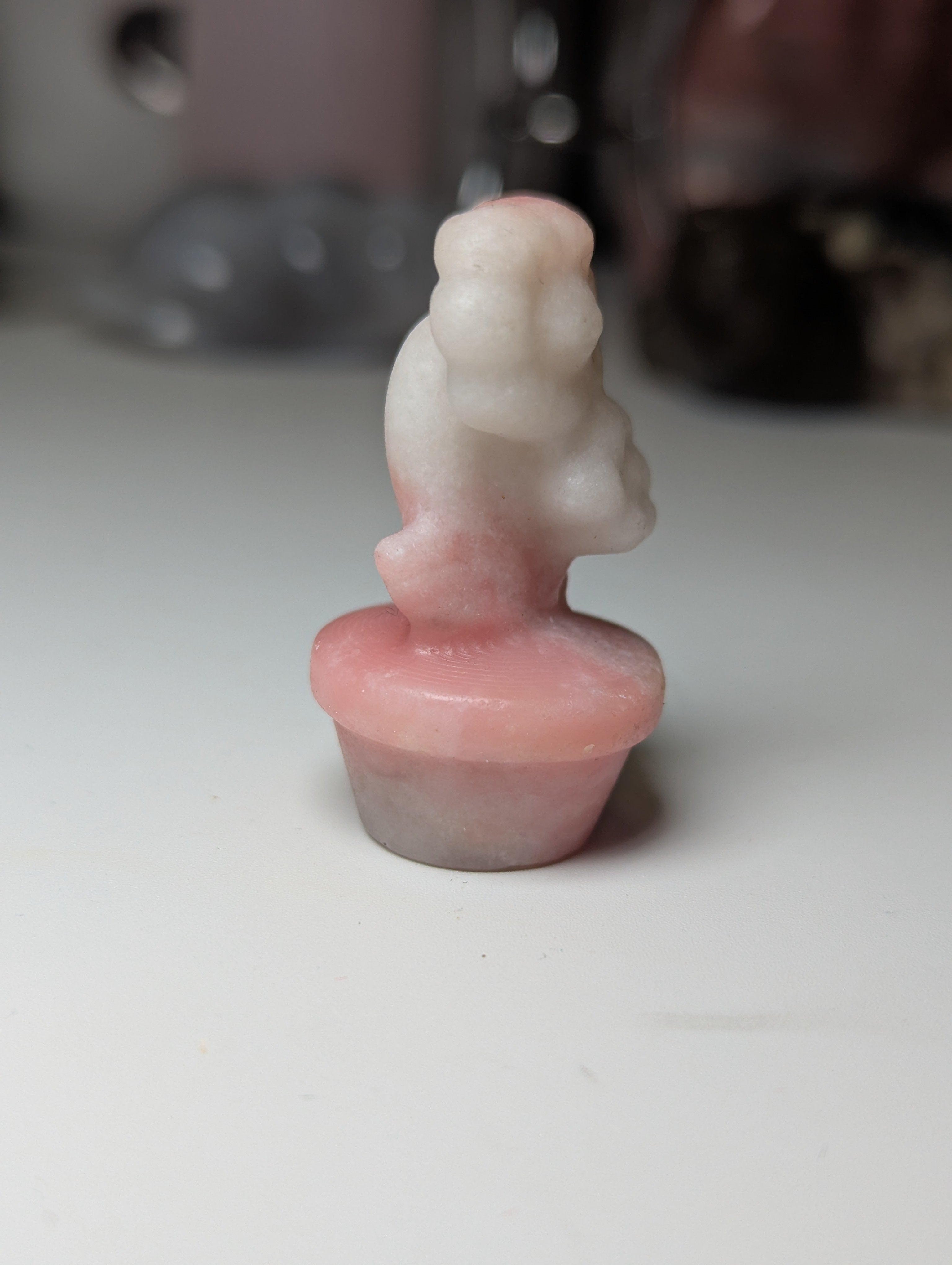 Pink opal crystal flower carving