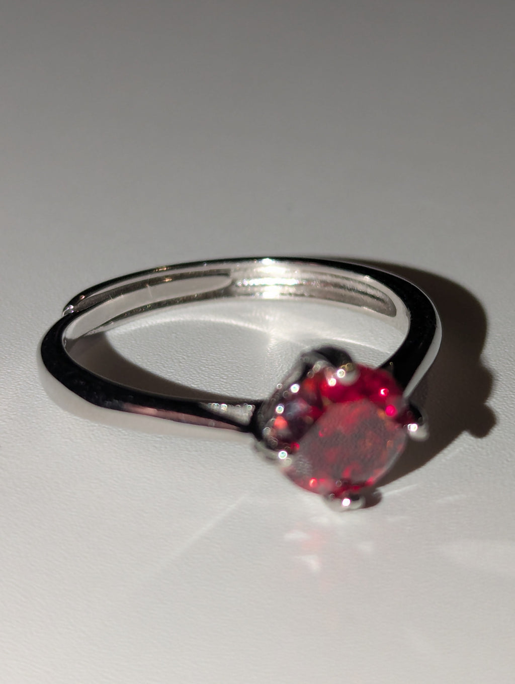 Red Moissanite diamond Adjustable ring