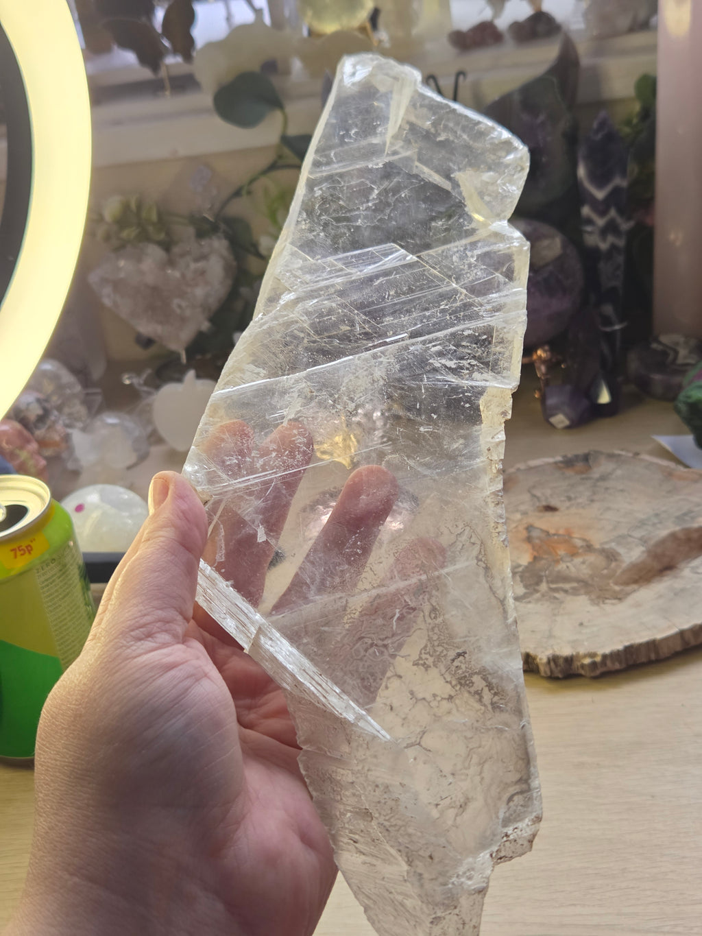 Beautiful  large  selenite crystal slice