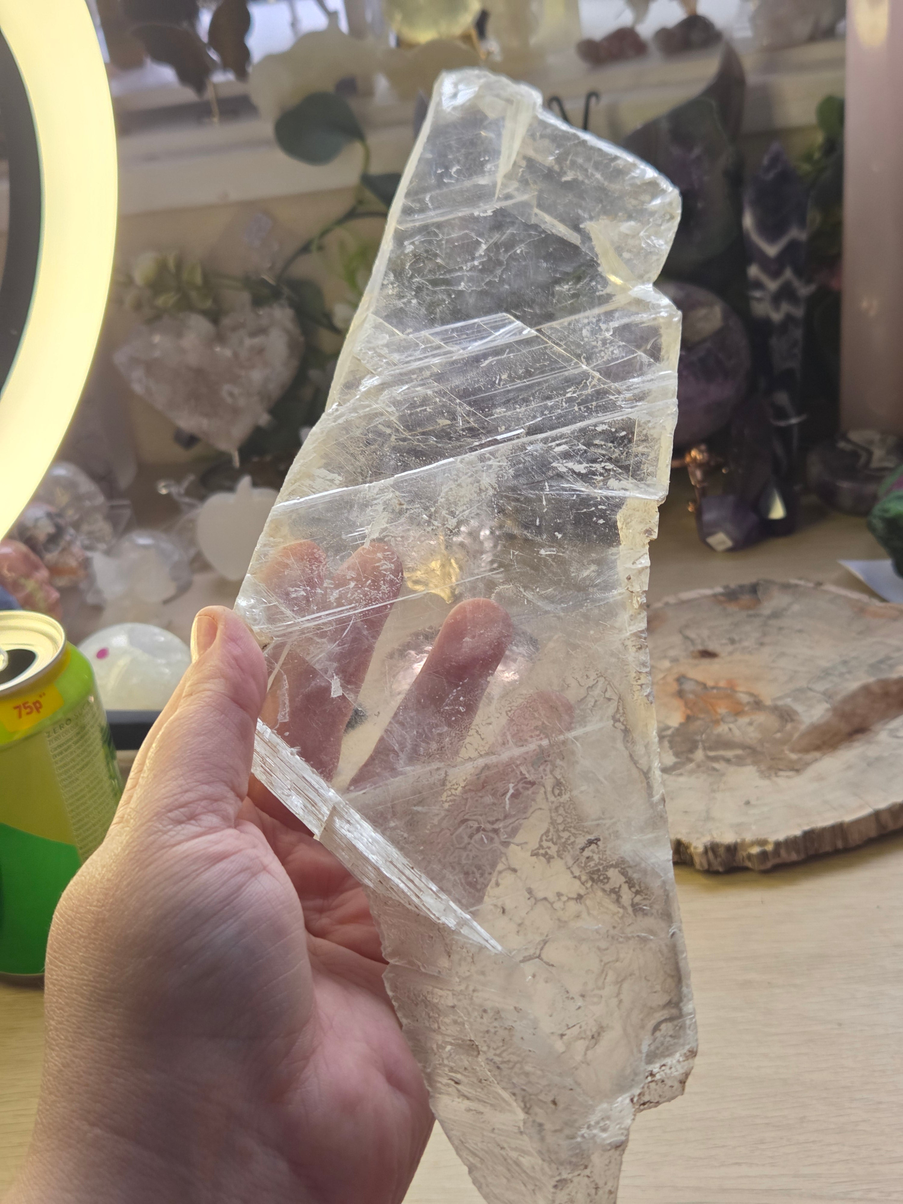 Beautiful  large  selenite crystal slice