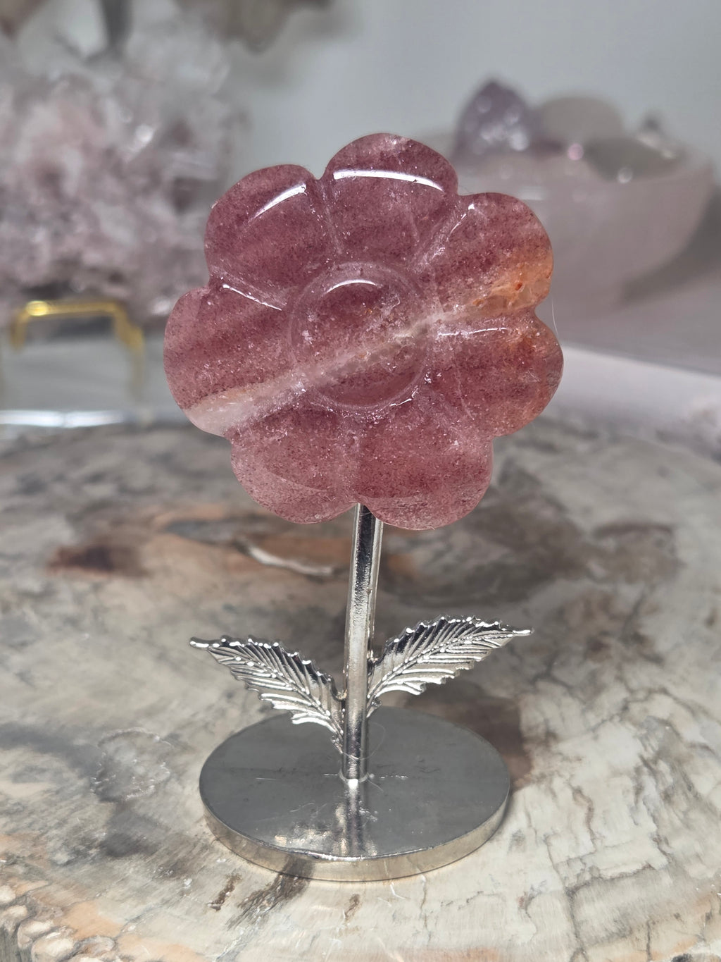 Strawberry quartz crystal flower