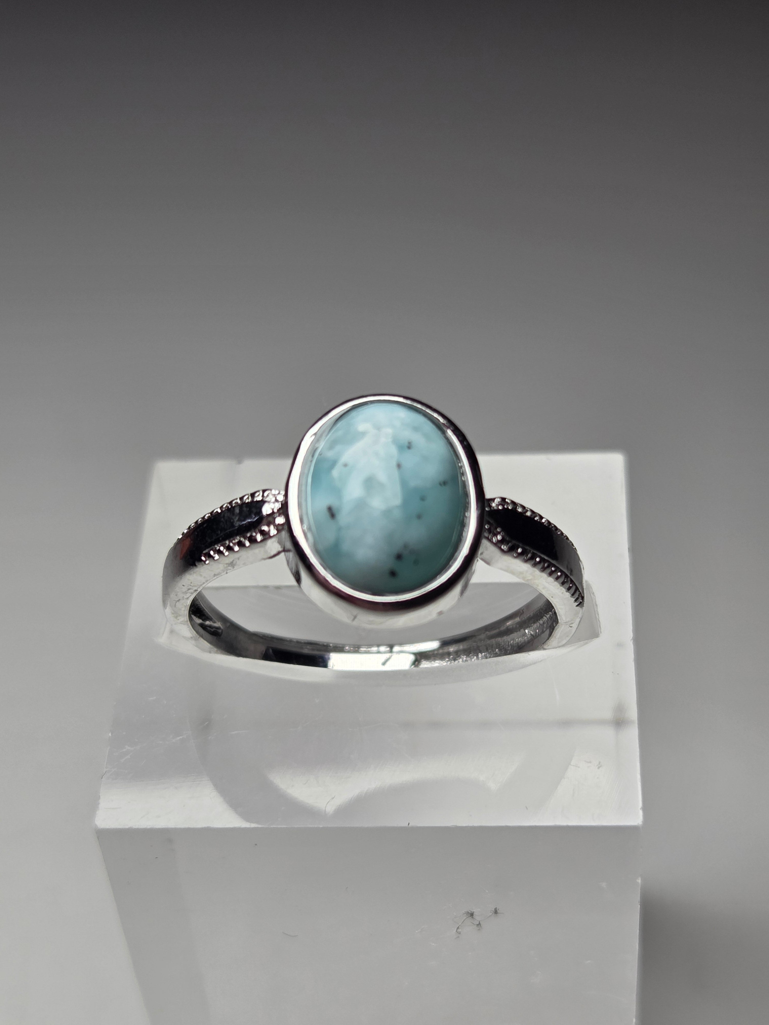 Larimar Crystal adjustable ring