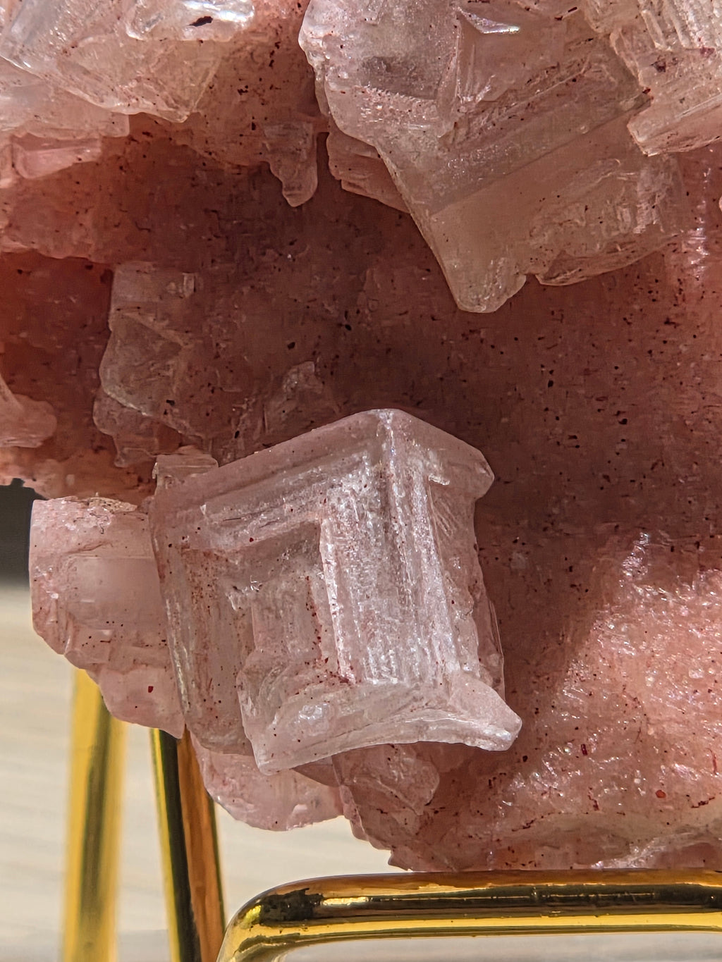 Pink Halite specimen with Stand