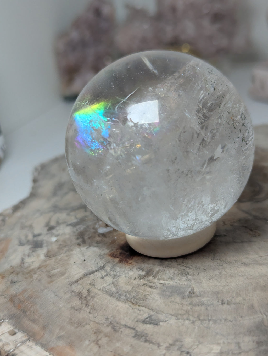 Clear quartz crystal sphere