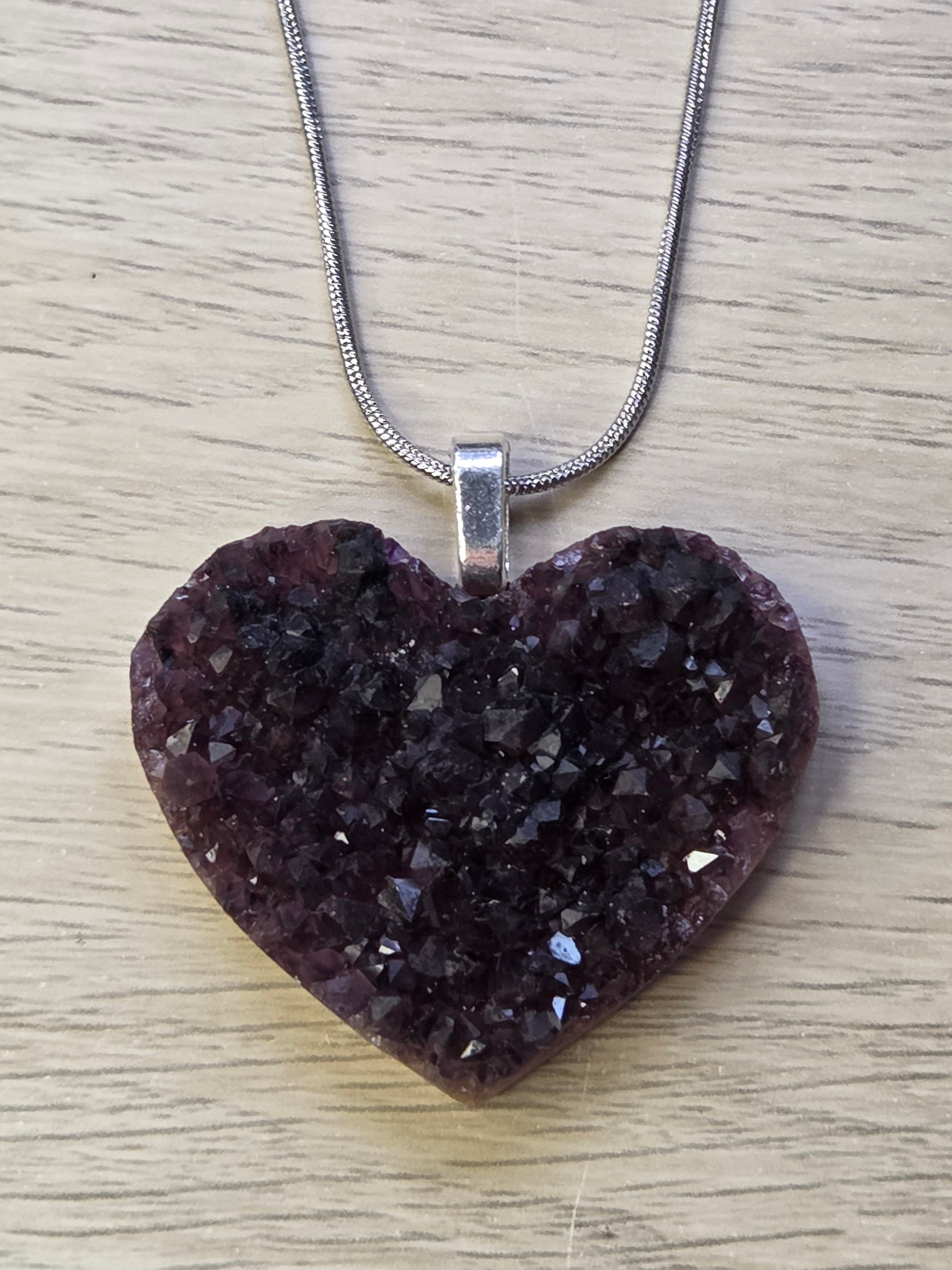 Auralite 23 crystal heart handmade necklace