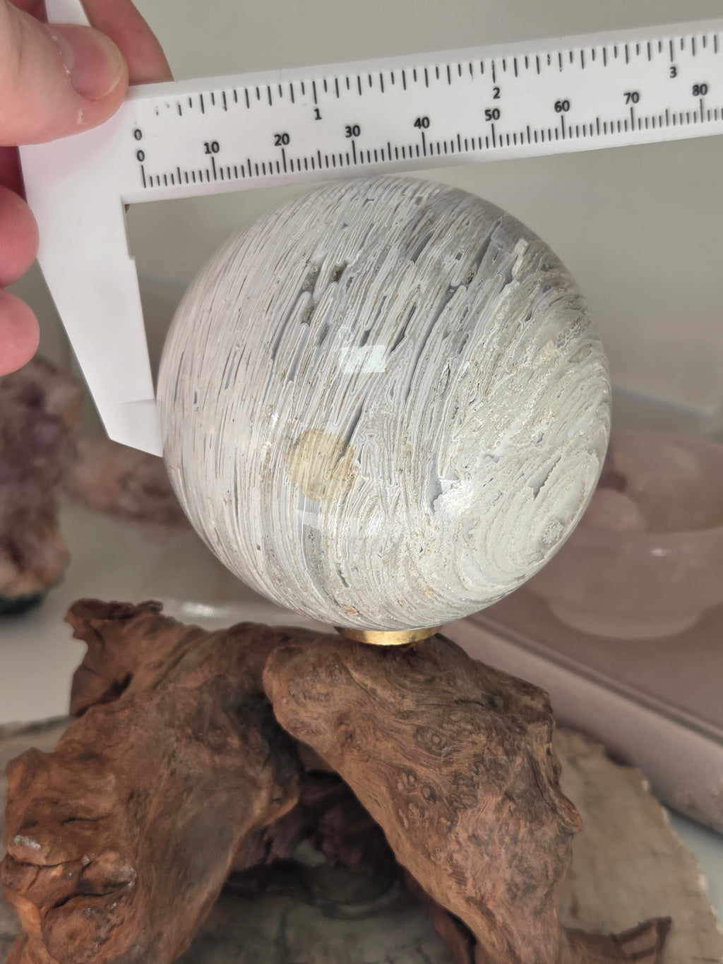 White agate crystal sphere