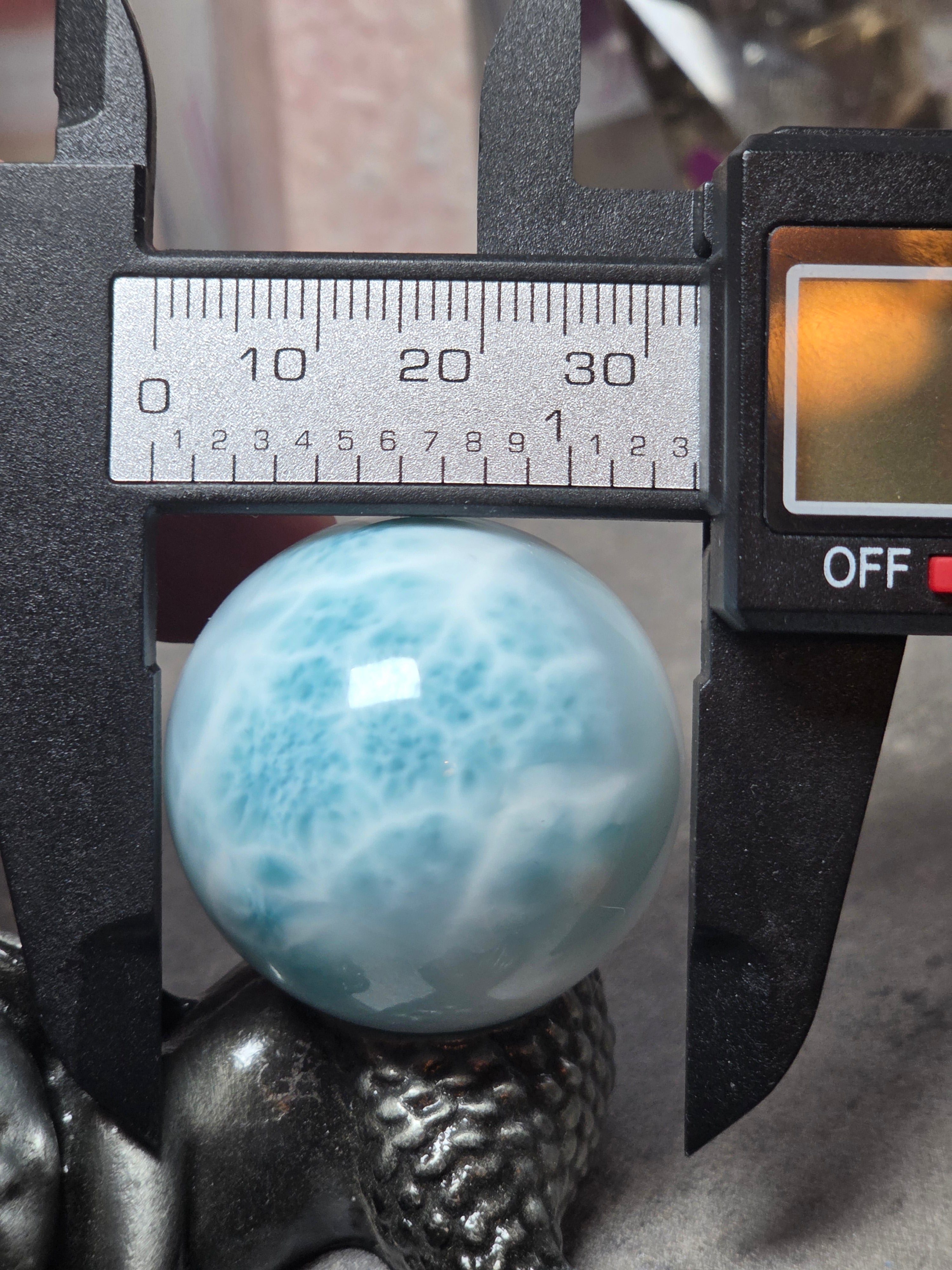 Rare beautiful Larimar crystal sphere with certificate