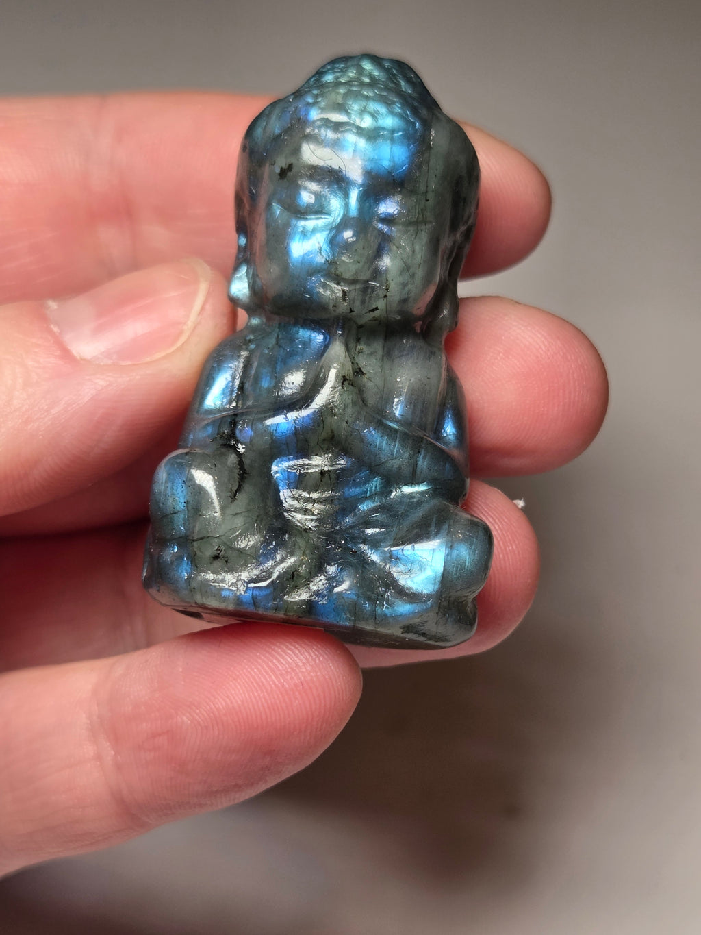 Labradorite crystal Buddha carving