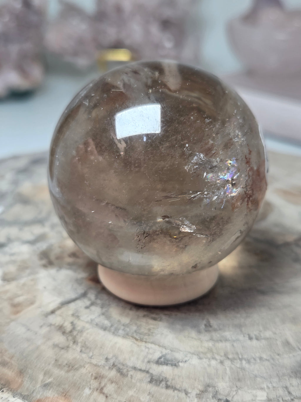 Golden rutile crystal sphere