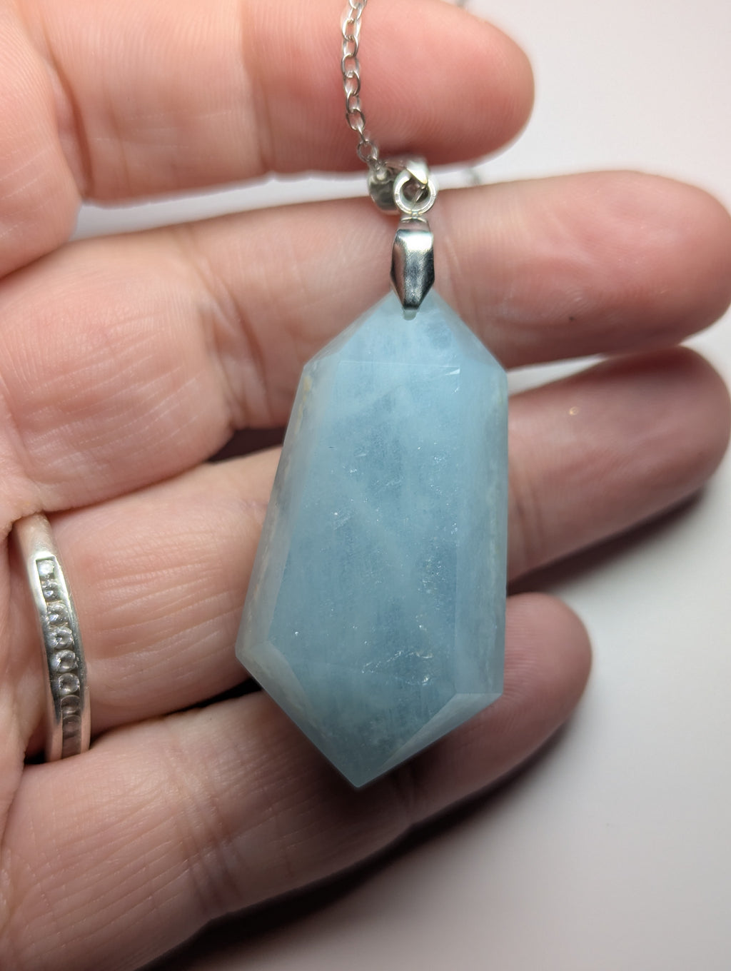 Aquamarine crystal handmade necklace