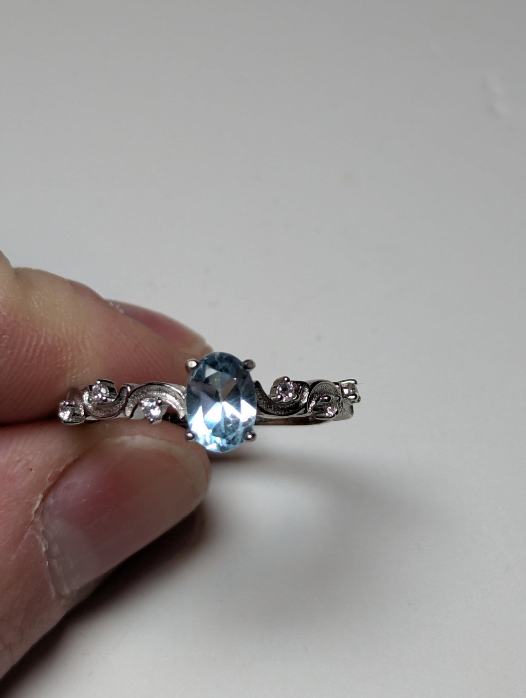 1 Carrot Aquamarine crystal Adjustable ring