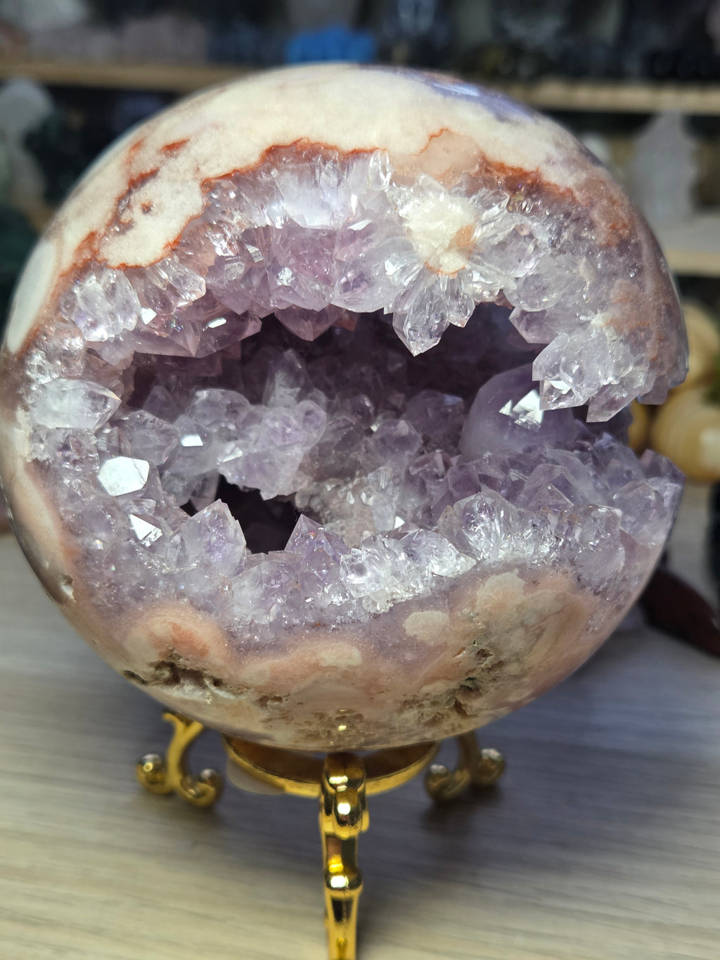 Pink amethyst crystal  sphere 10cm Grade AAAA  was £1250
