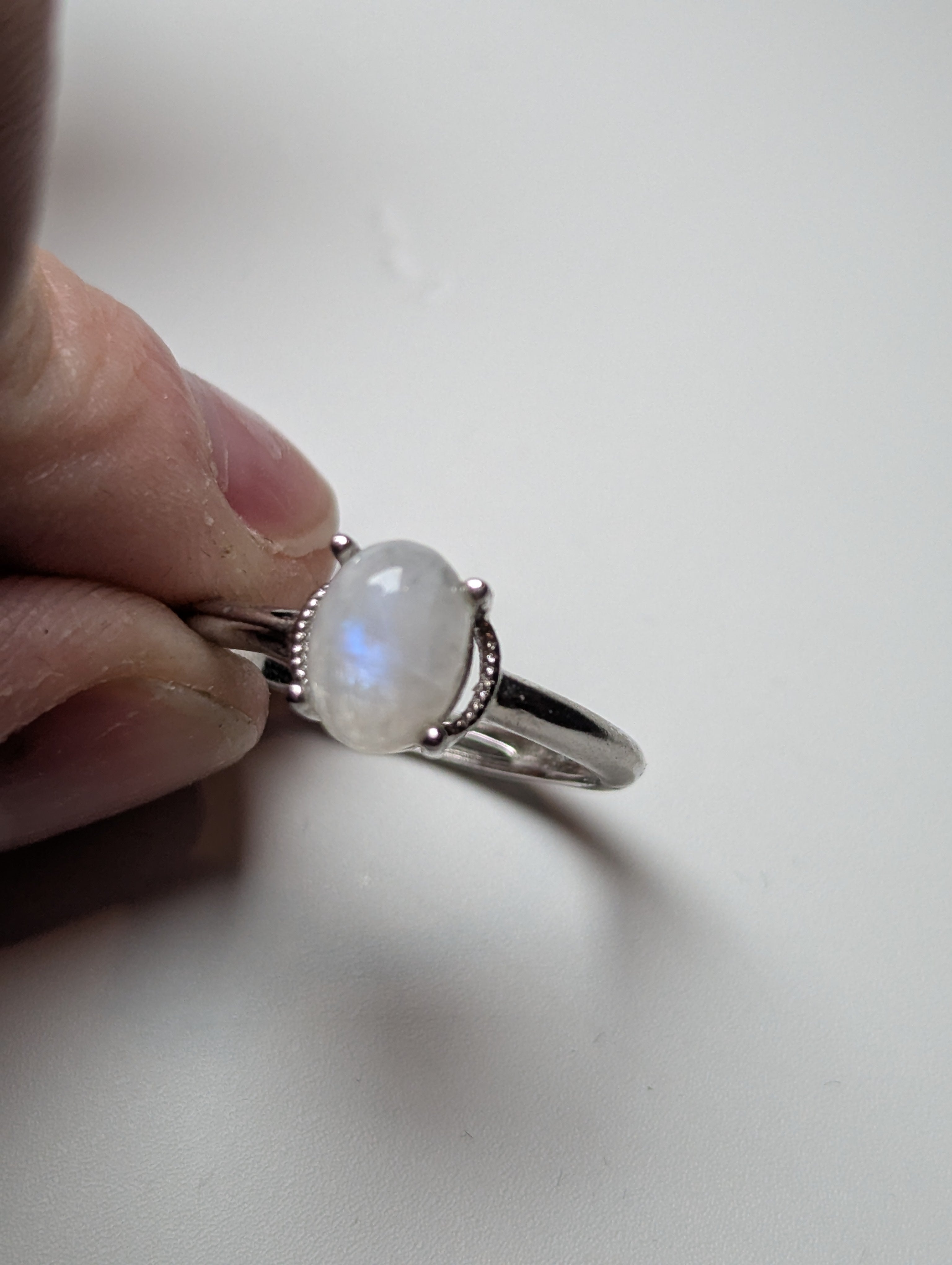 Rainbow moonstone crystal Adjustable ring