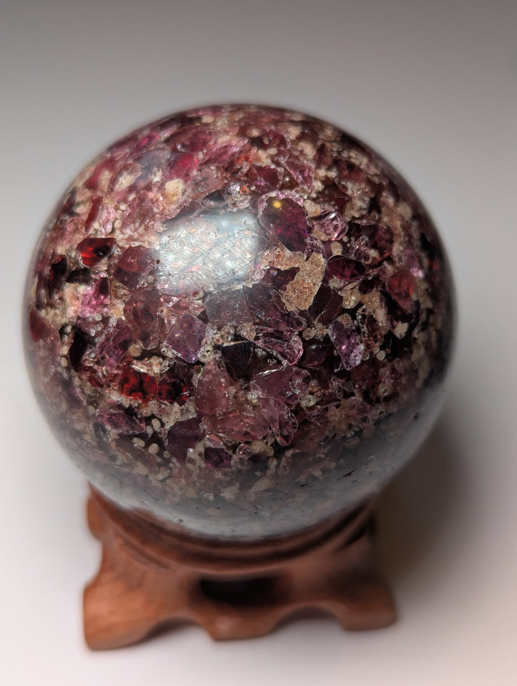 Garnet crystal sphere with Stand