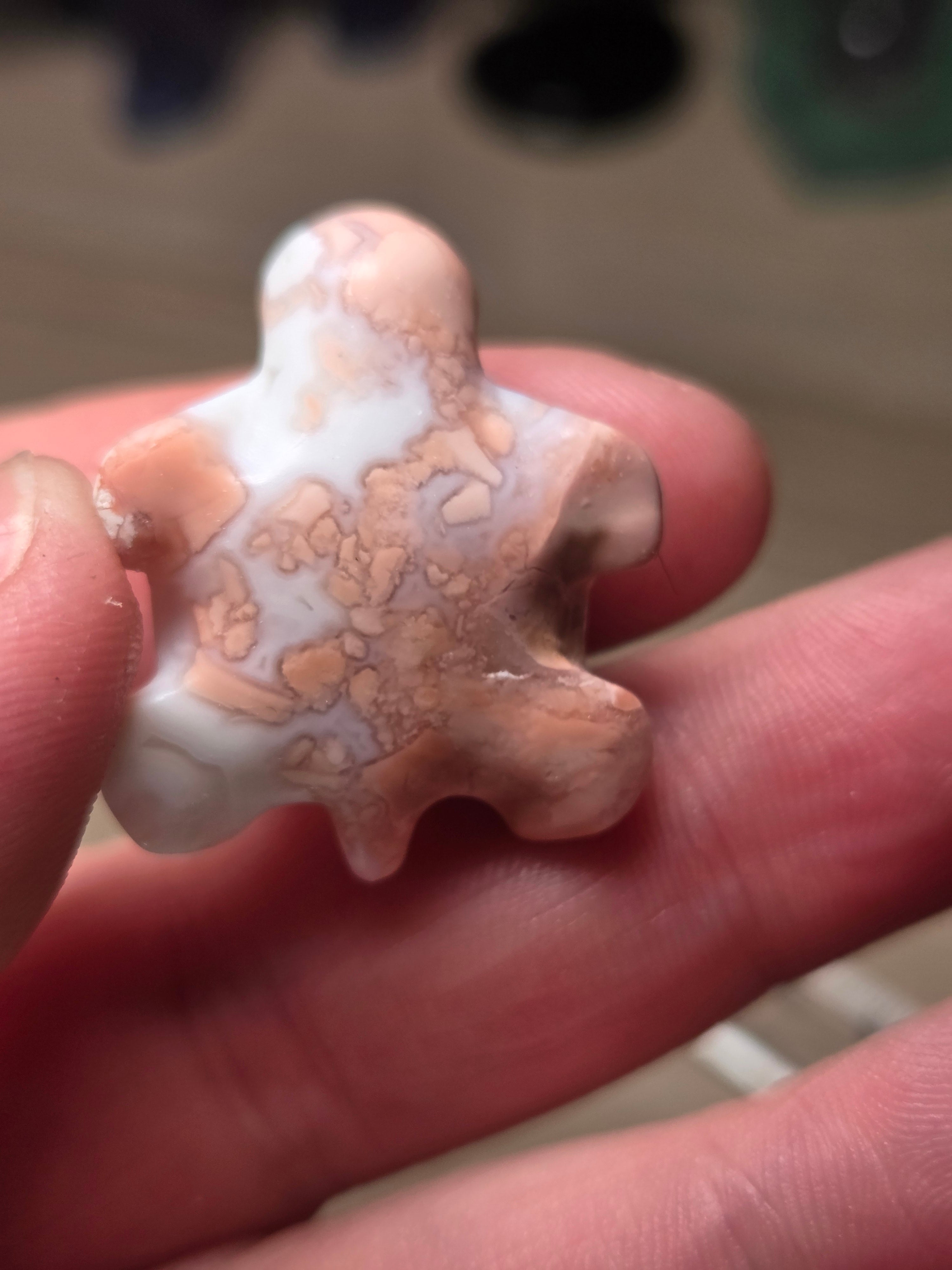 Cotton candy pink turtle carving