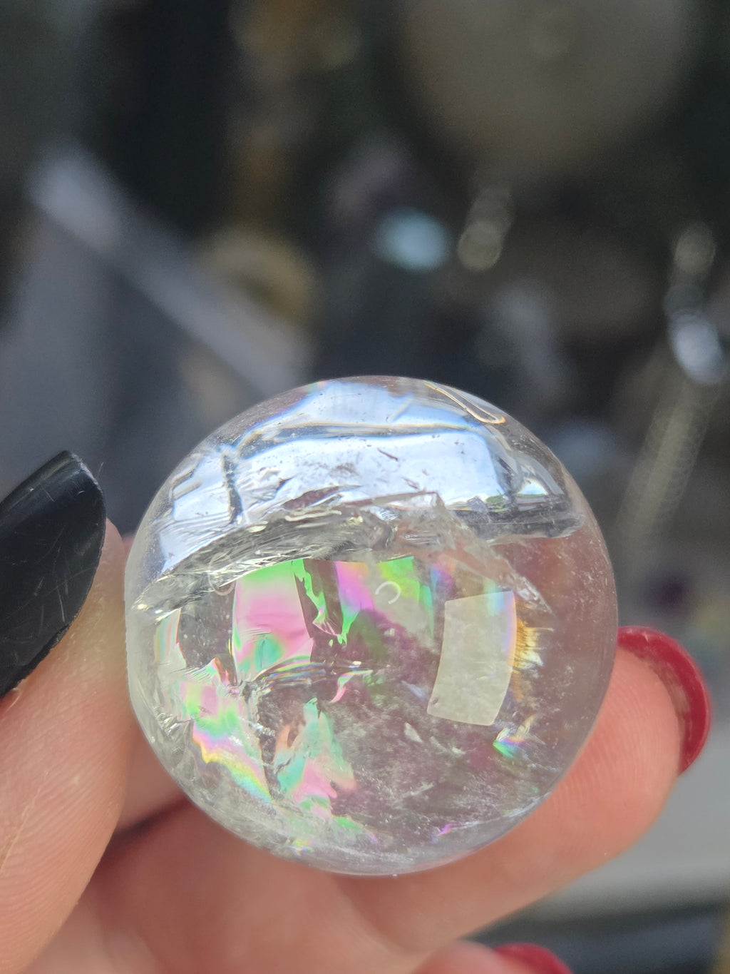 Amazing  clear quartz crystal sphere