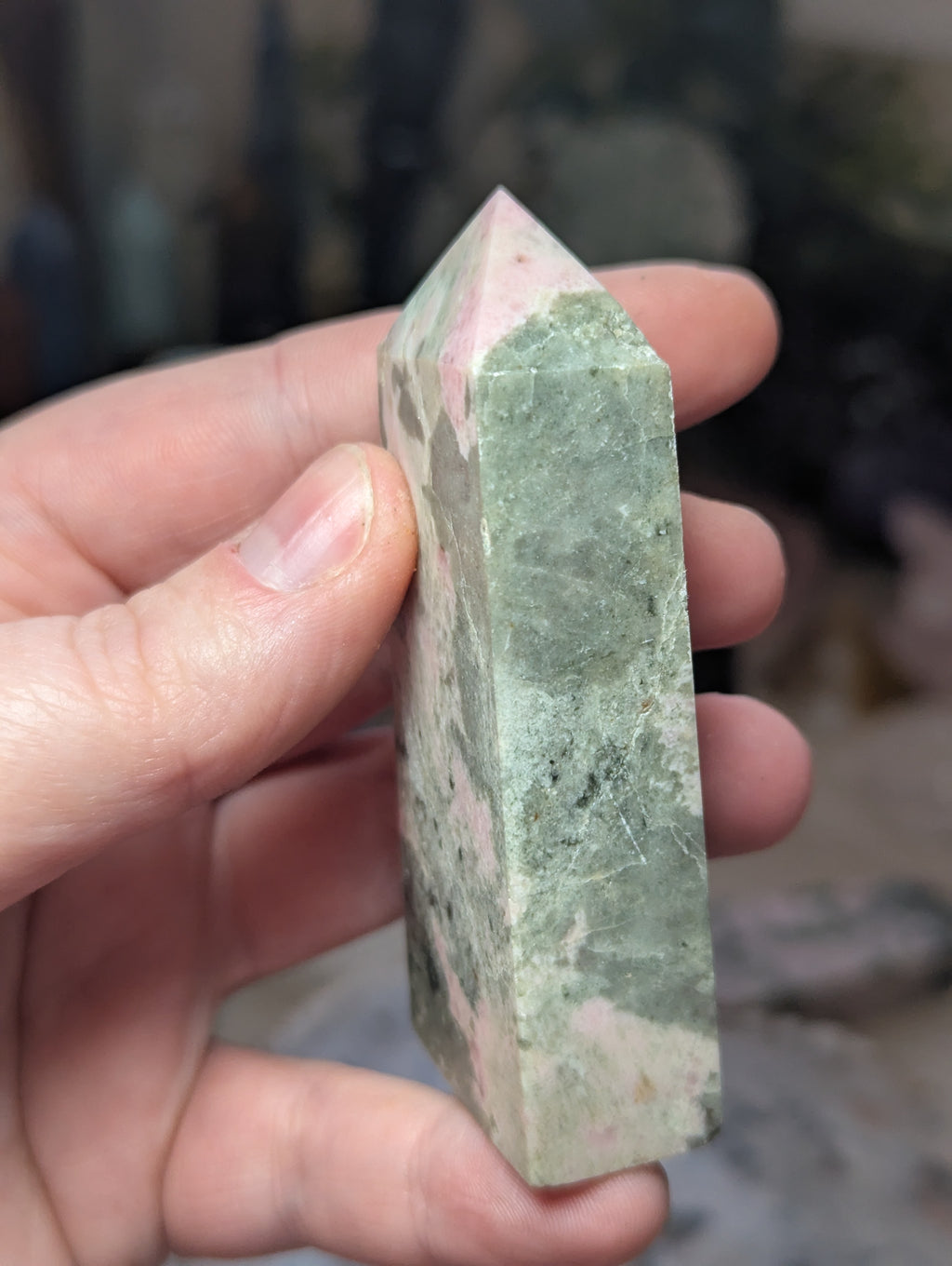 Peruvian rhodonite crystal tower