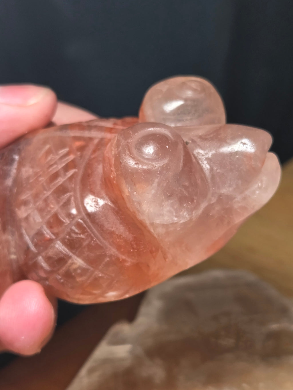 New Fire quartz crystal fish carving