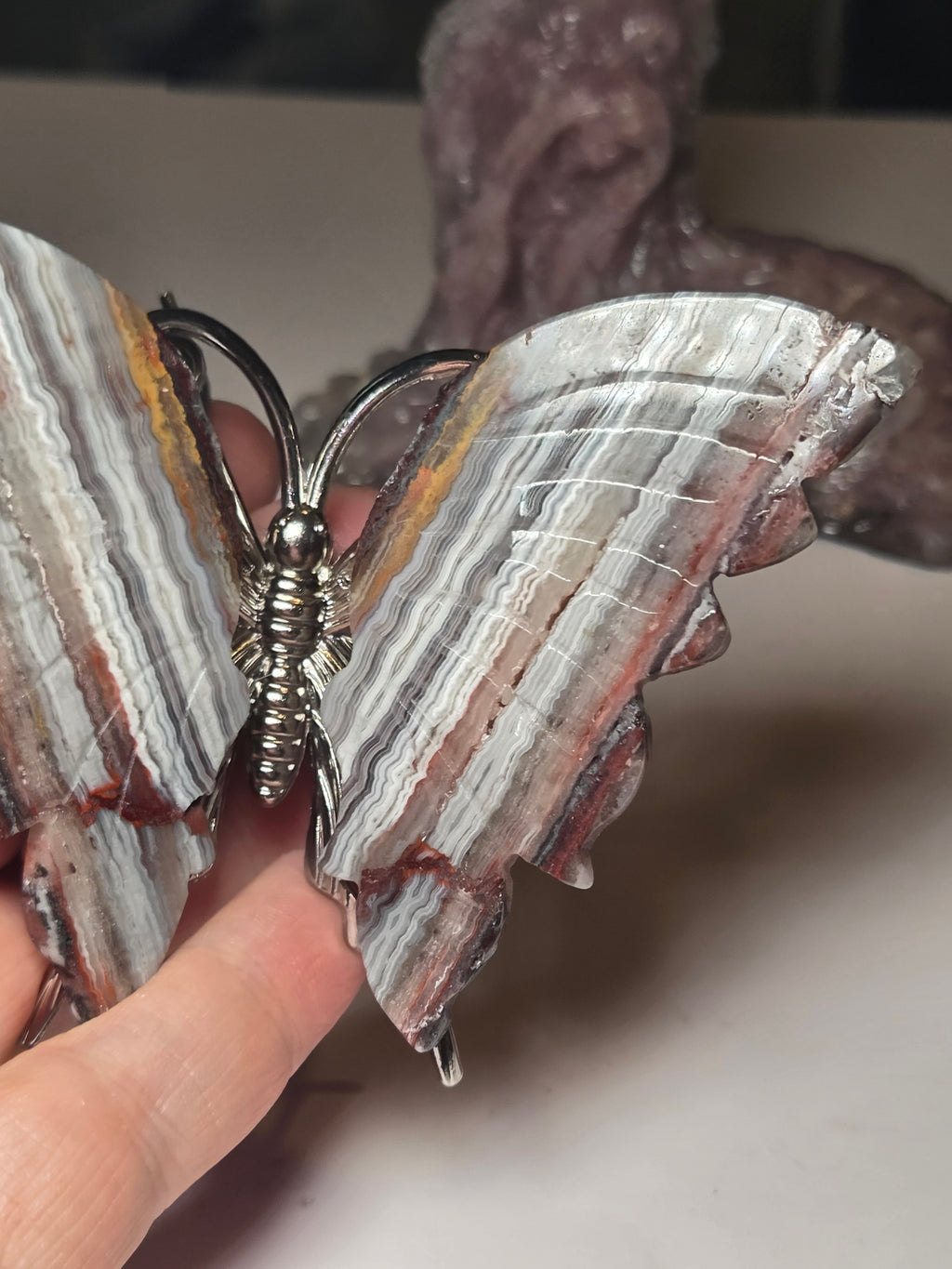 Mexican agate crystal butterfly