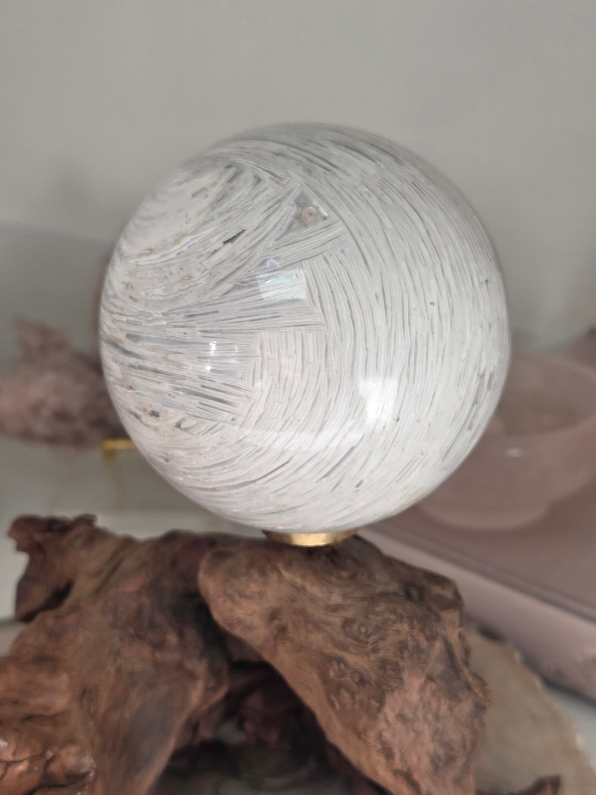 White agate crystal sphere
