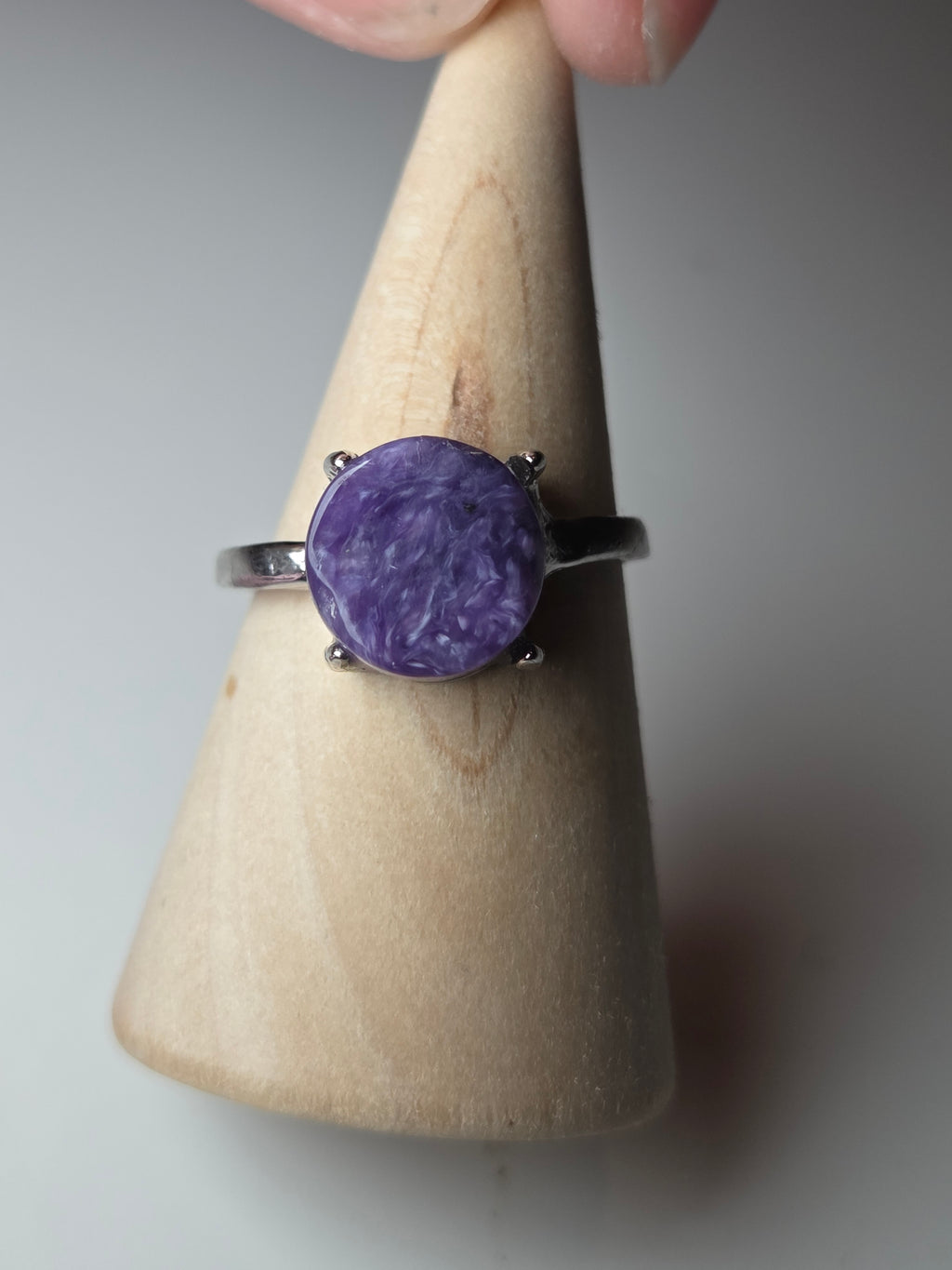 Charoite crystal adjustable ring