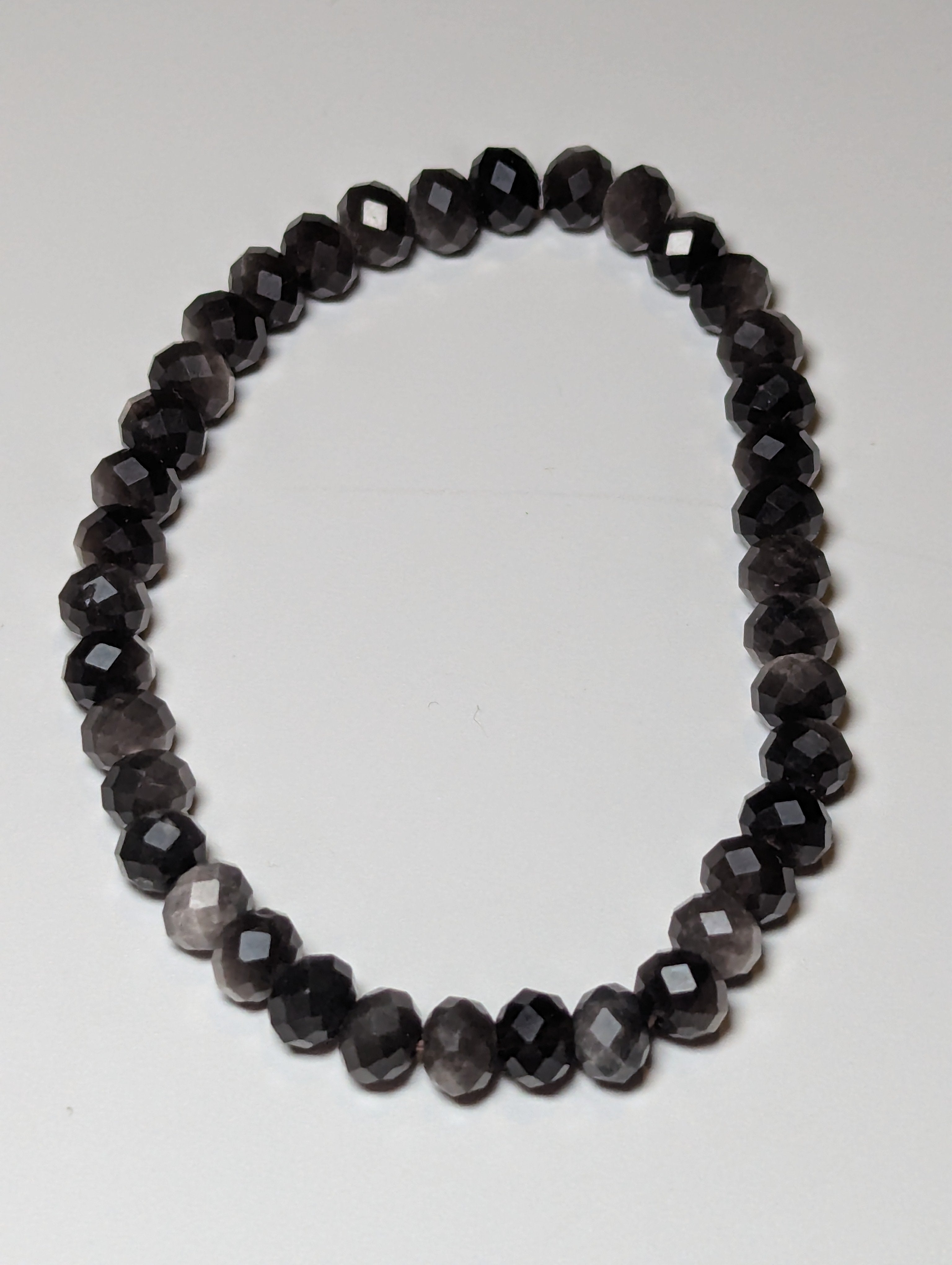 Silver sheen obsidian crystal bracelet
